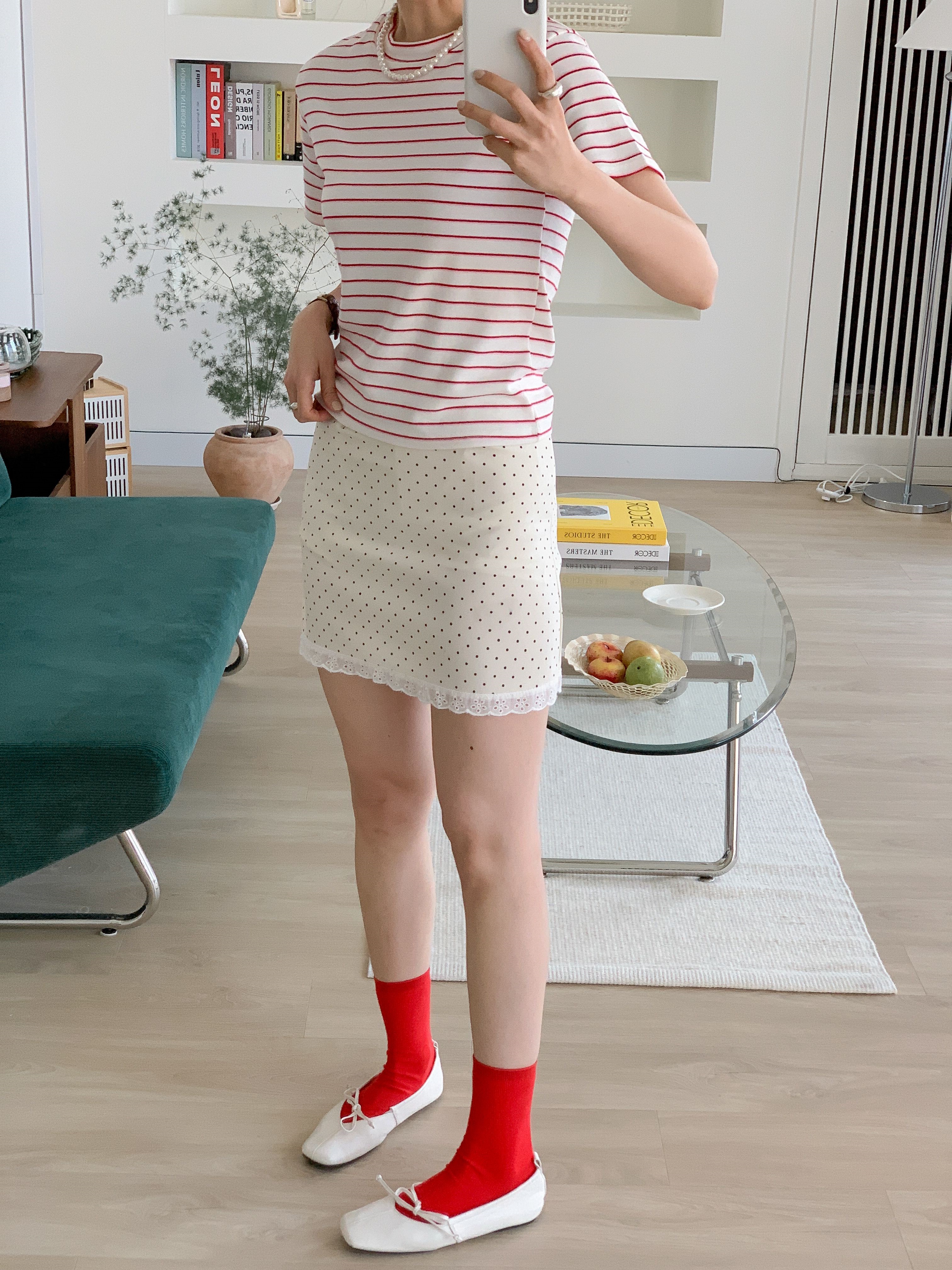 コットンラウンドネックベーシック半袖ボーダーTシャツ | 詳細画像6