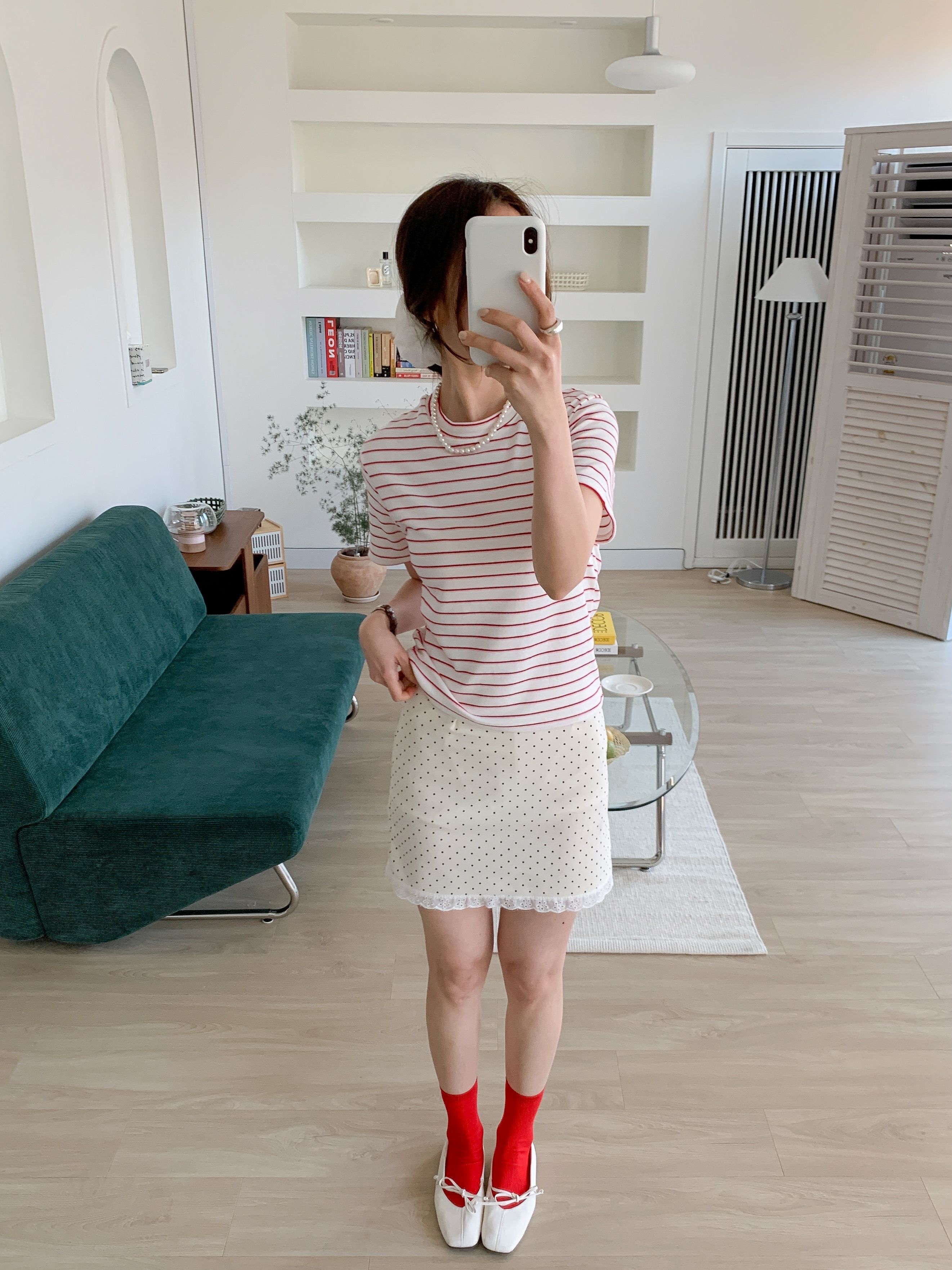 コットンラウンドネックベーシック半袖ボーダーTシャツ | 詳細画像8