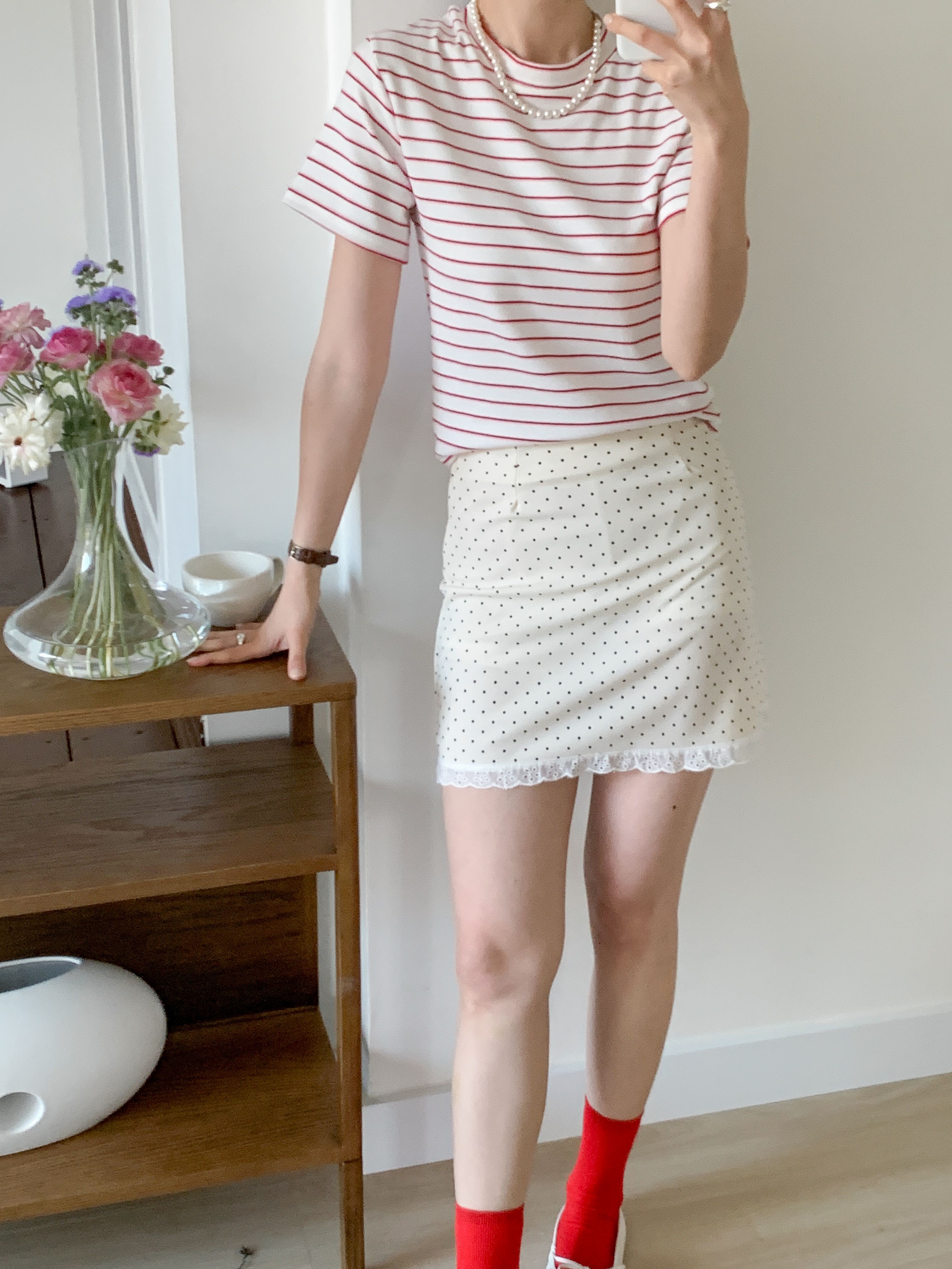 コットンラウンドネックベーシック半袖ボーダーTシャツ | 詳細画像10