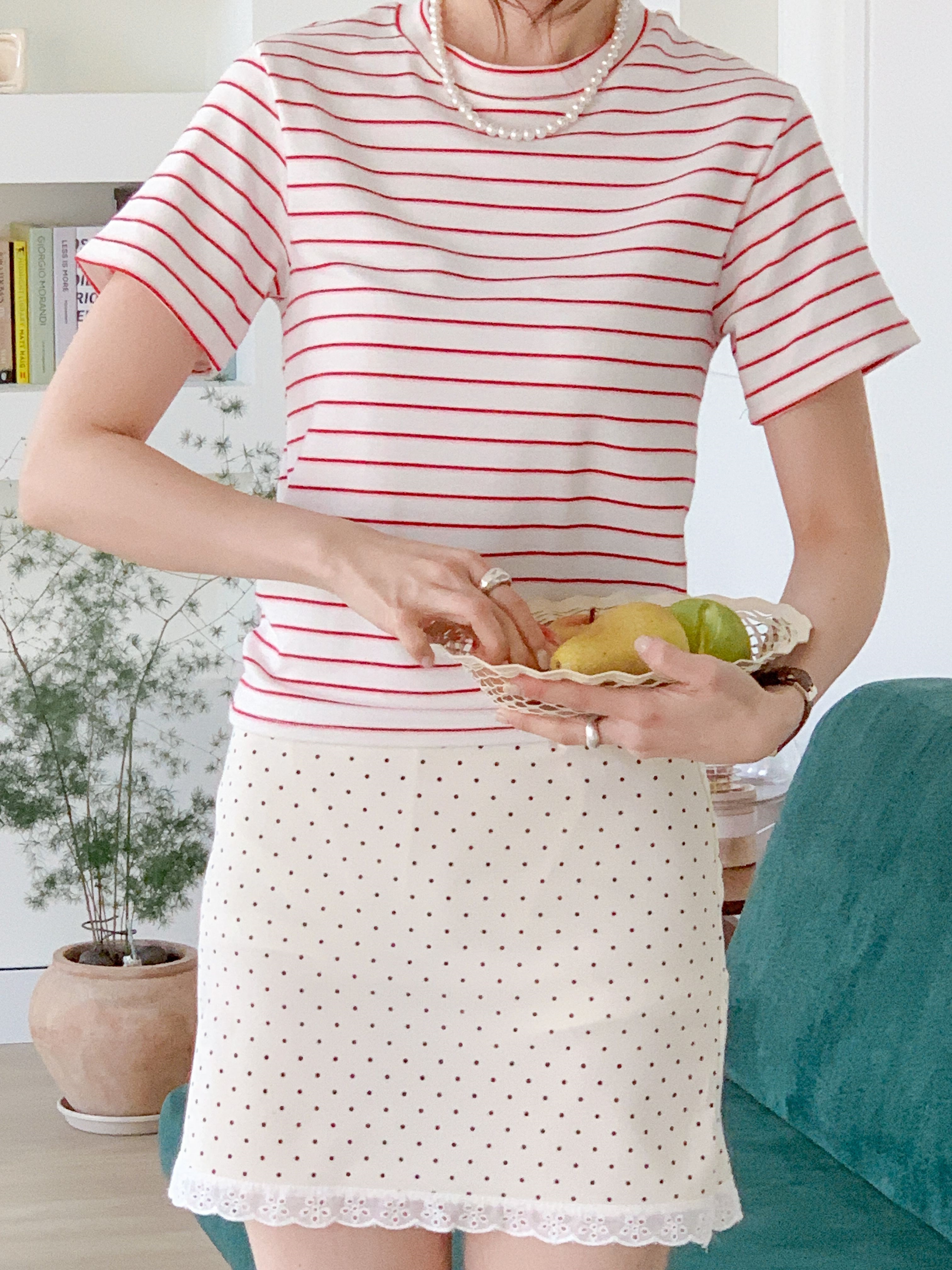 コットンラウンドネックベーシック半袖ボーダーTシャツ | 詳細画像11