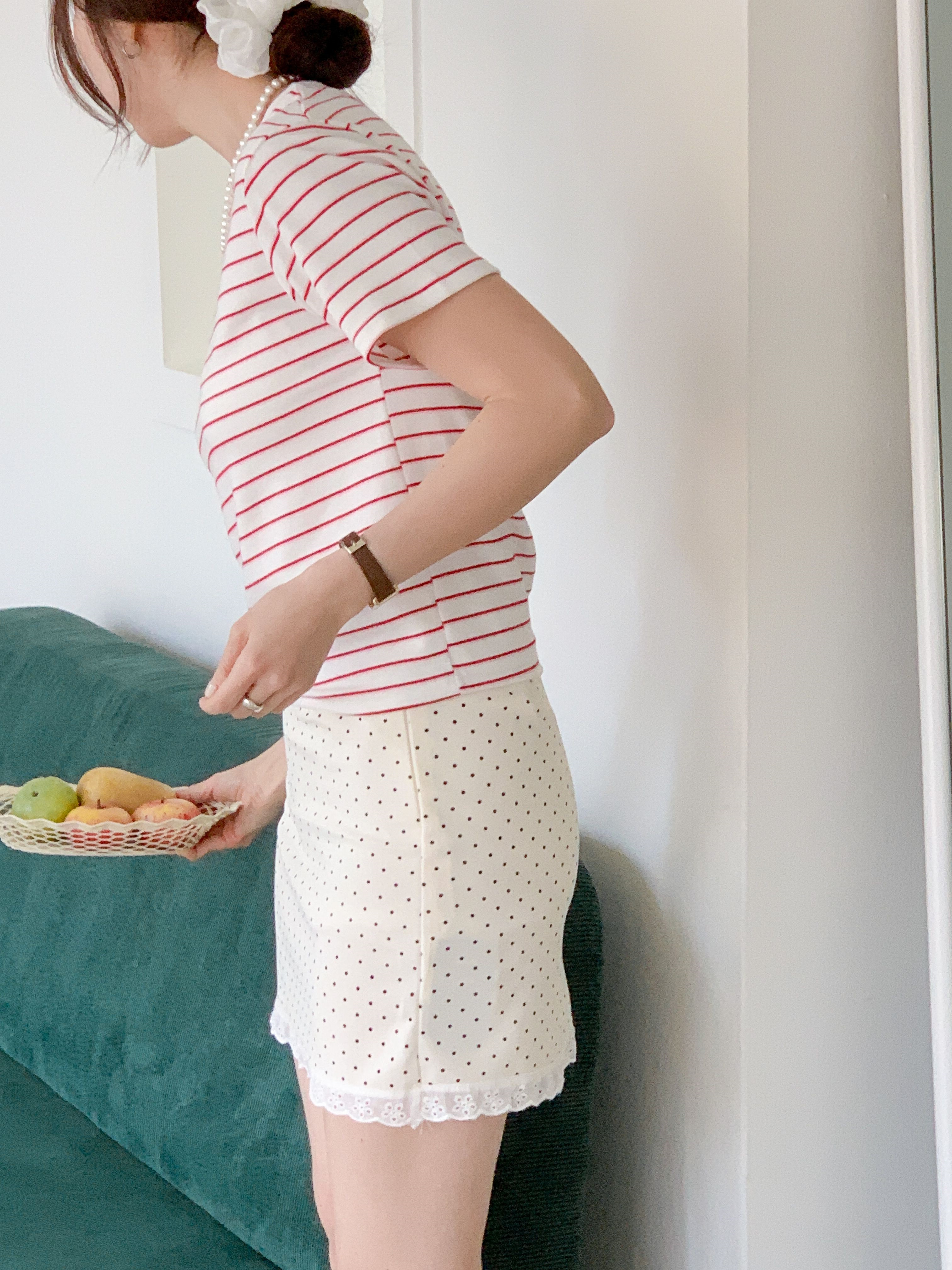 コットンラウンドネックベーシック半袖ボーダーTシャツ | 詳細画像14