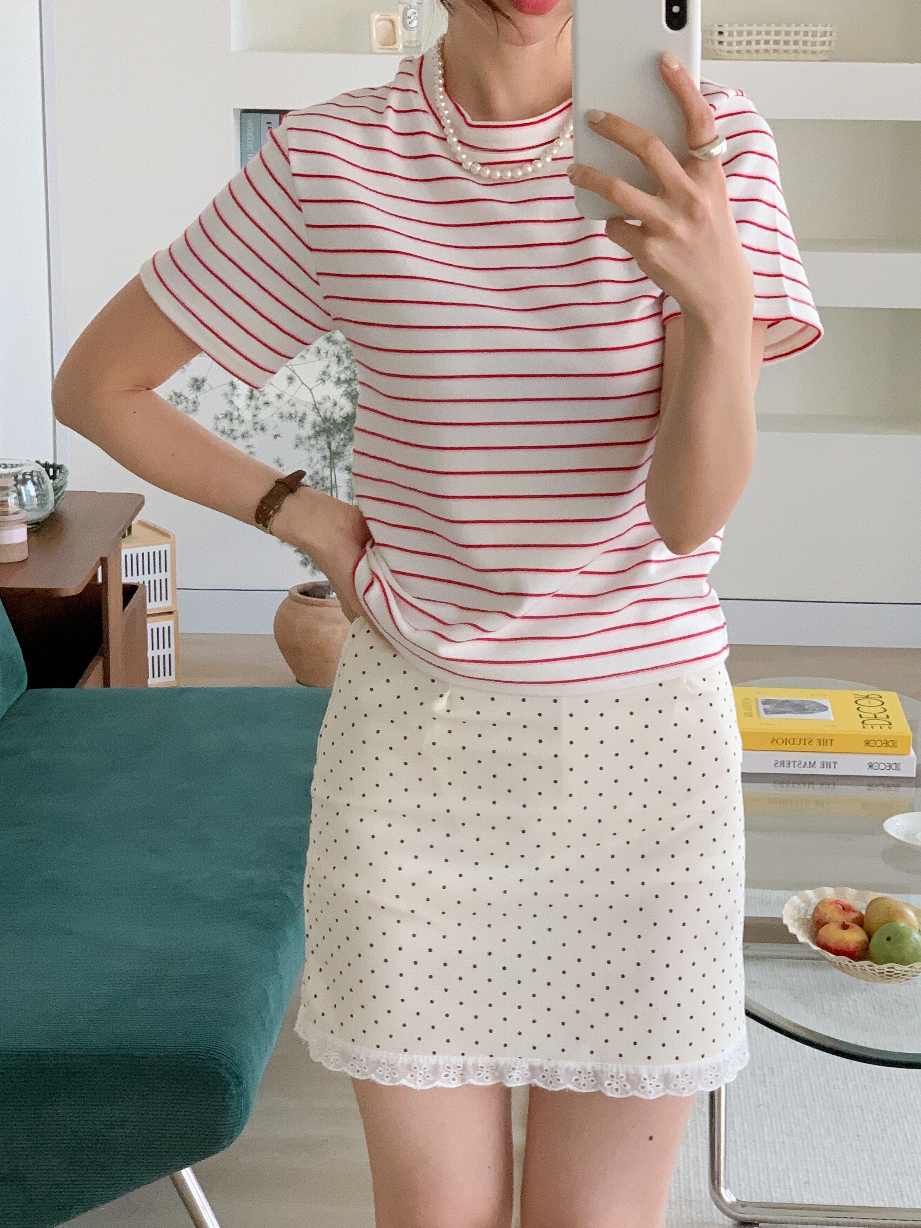 コットンラウンドネックベーシック半袖ボーダーTシャツ | 詳細画像15