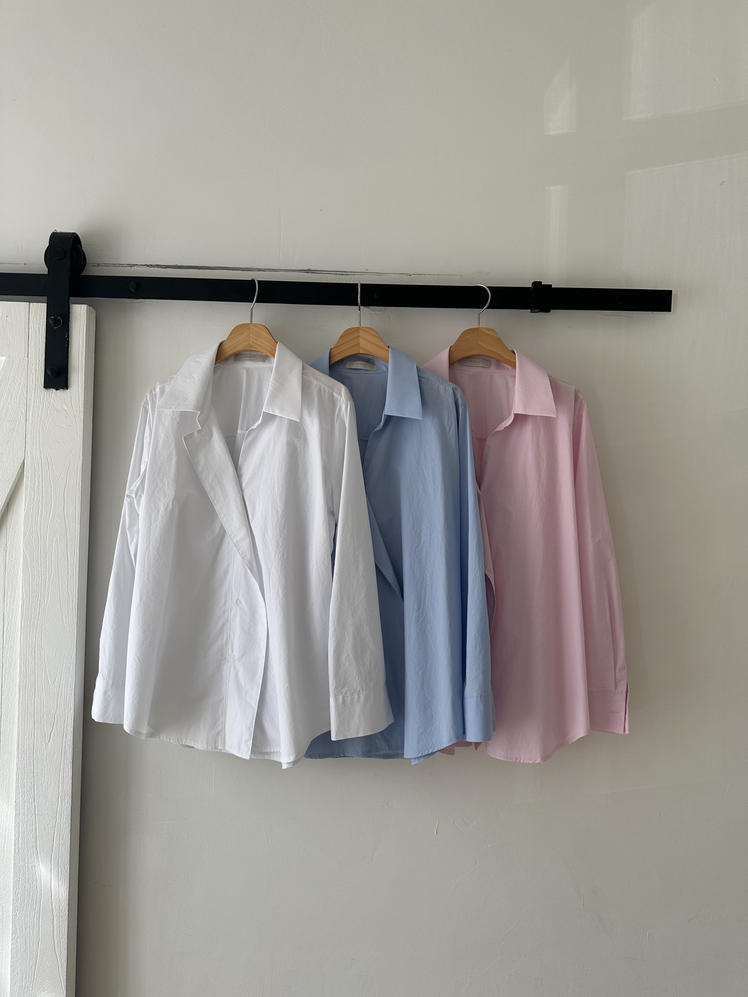 コットンボタンカラーオーバーサイズルーズ長袖ボタンスリーブ無地シャツ | 詳細画像8