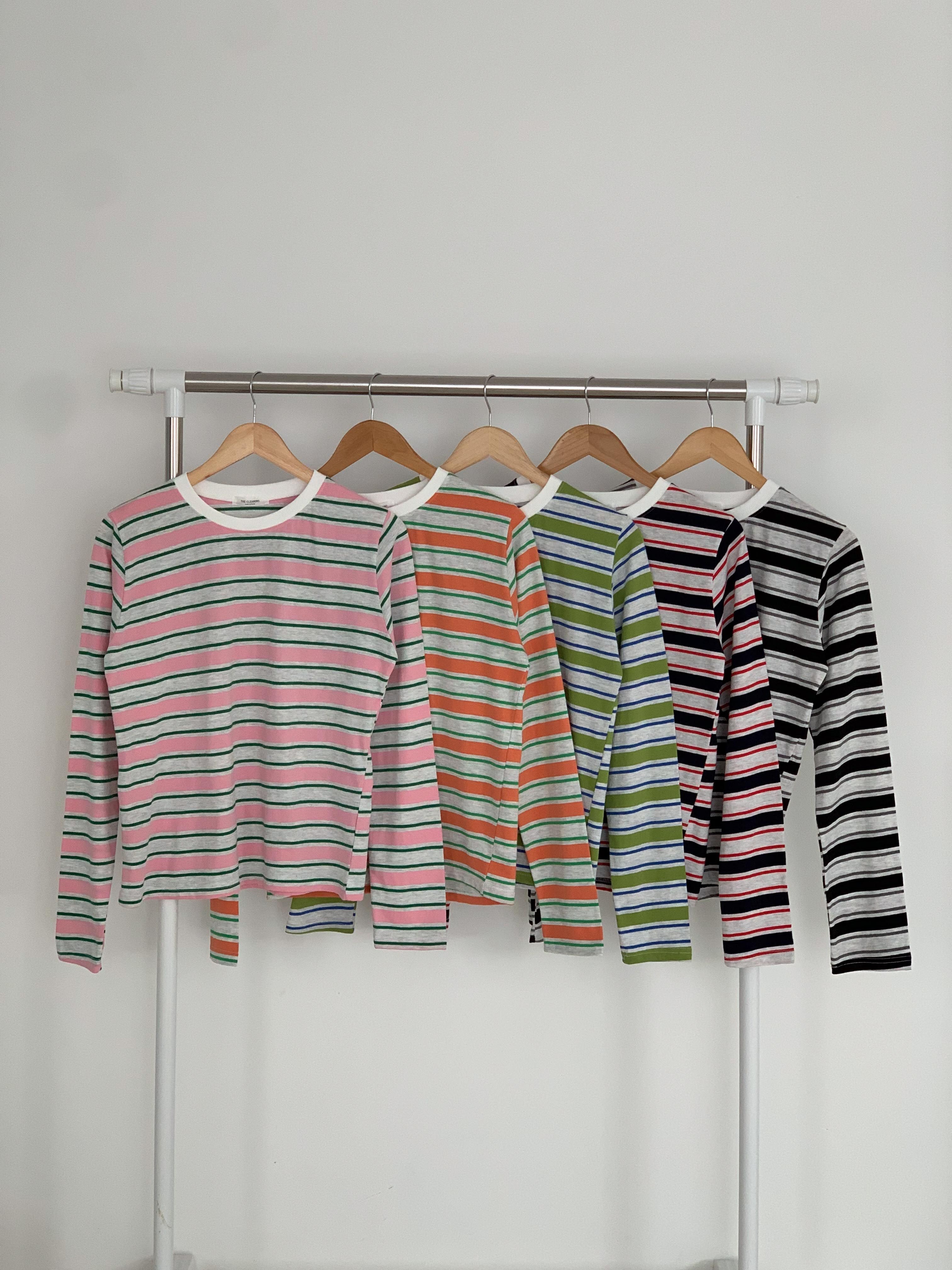 コットンラウンドネックルーズ長袖ボーダーTシャツ | 詳細画像22