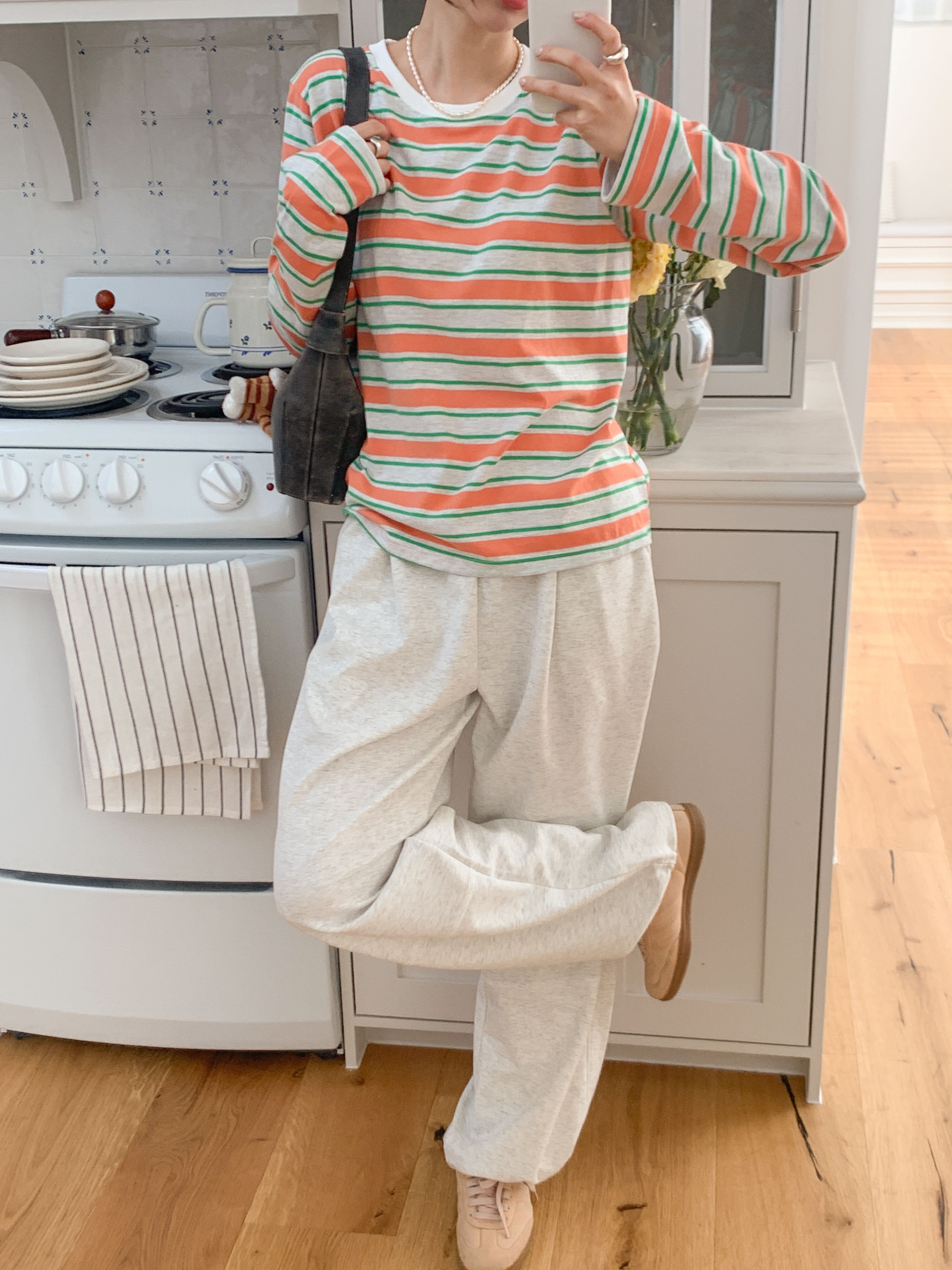 コットンラウンドネックルーズ長袖ボーダーTシャツ | 詳細画像21