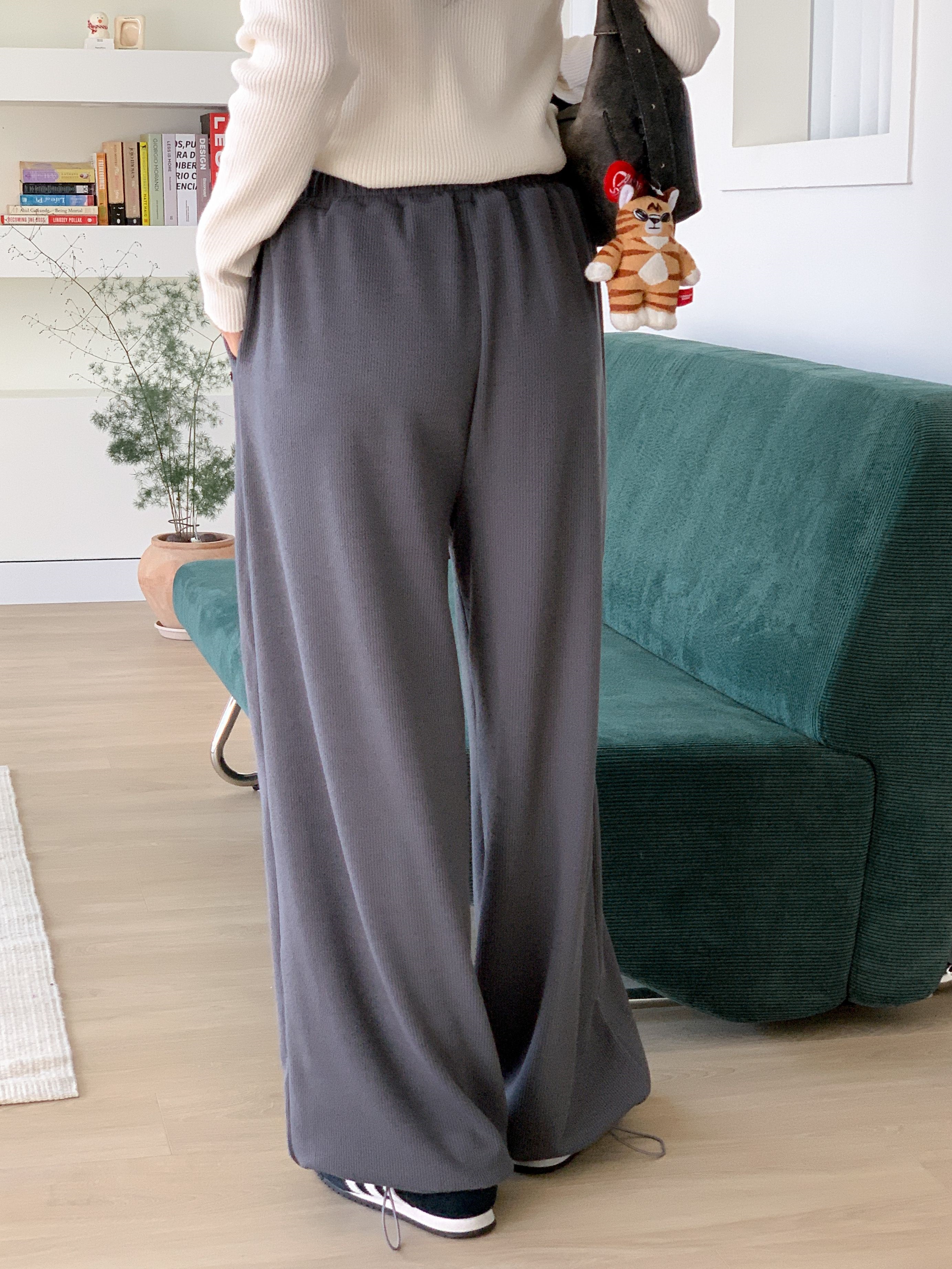 ドローストリングポケットウエストゴムドローコードロングワイドペンダント無地パンツ | 詳細画像17