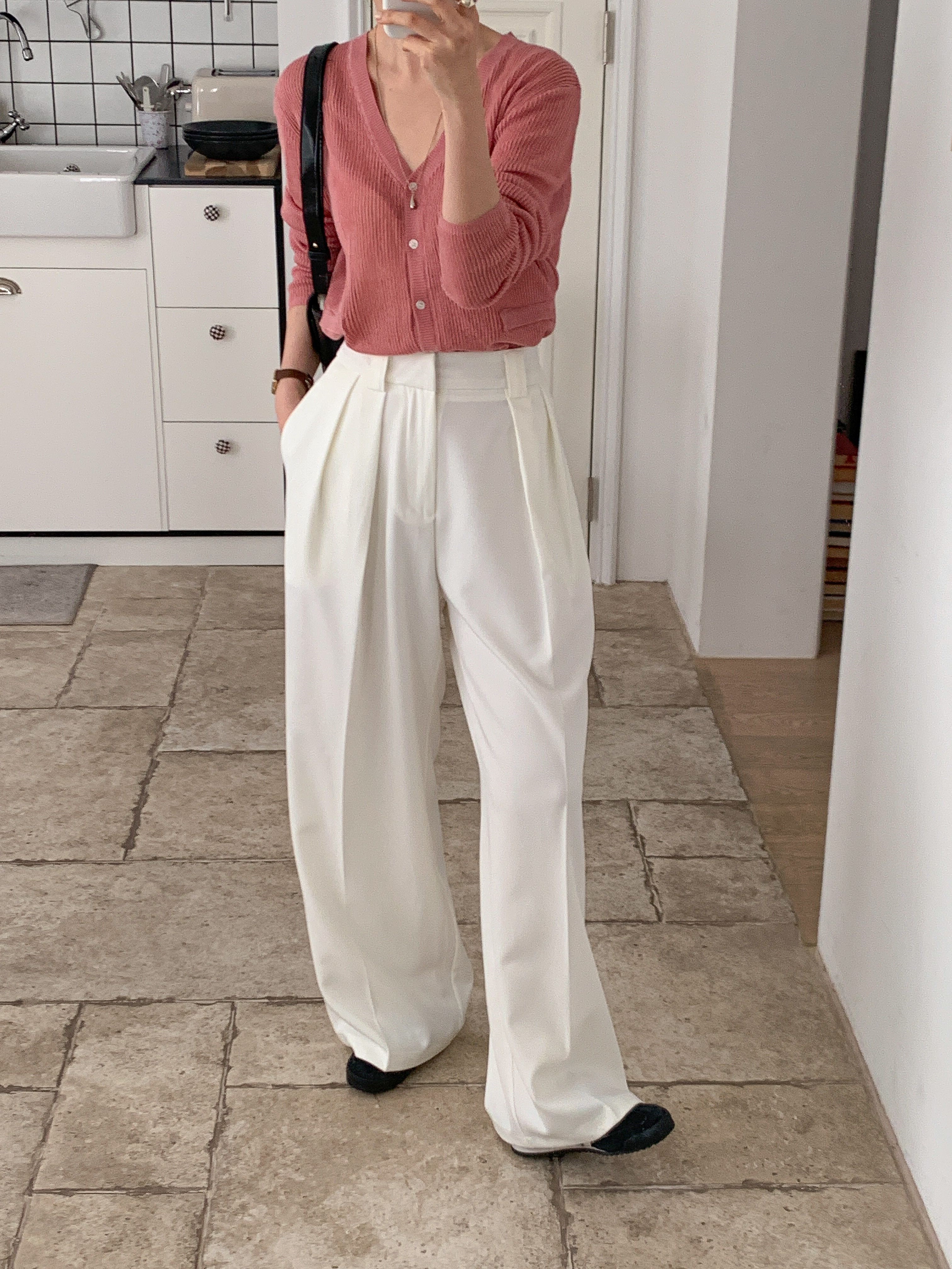 ピンタックポケットワイドホックループヒドゥンジッパー無地スラックス | 詳細画像2