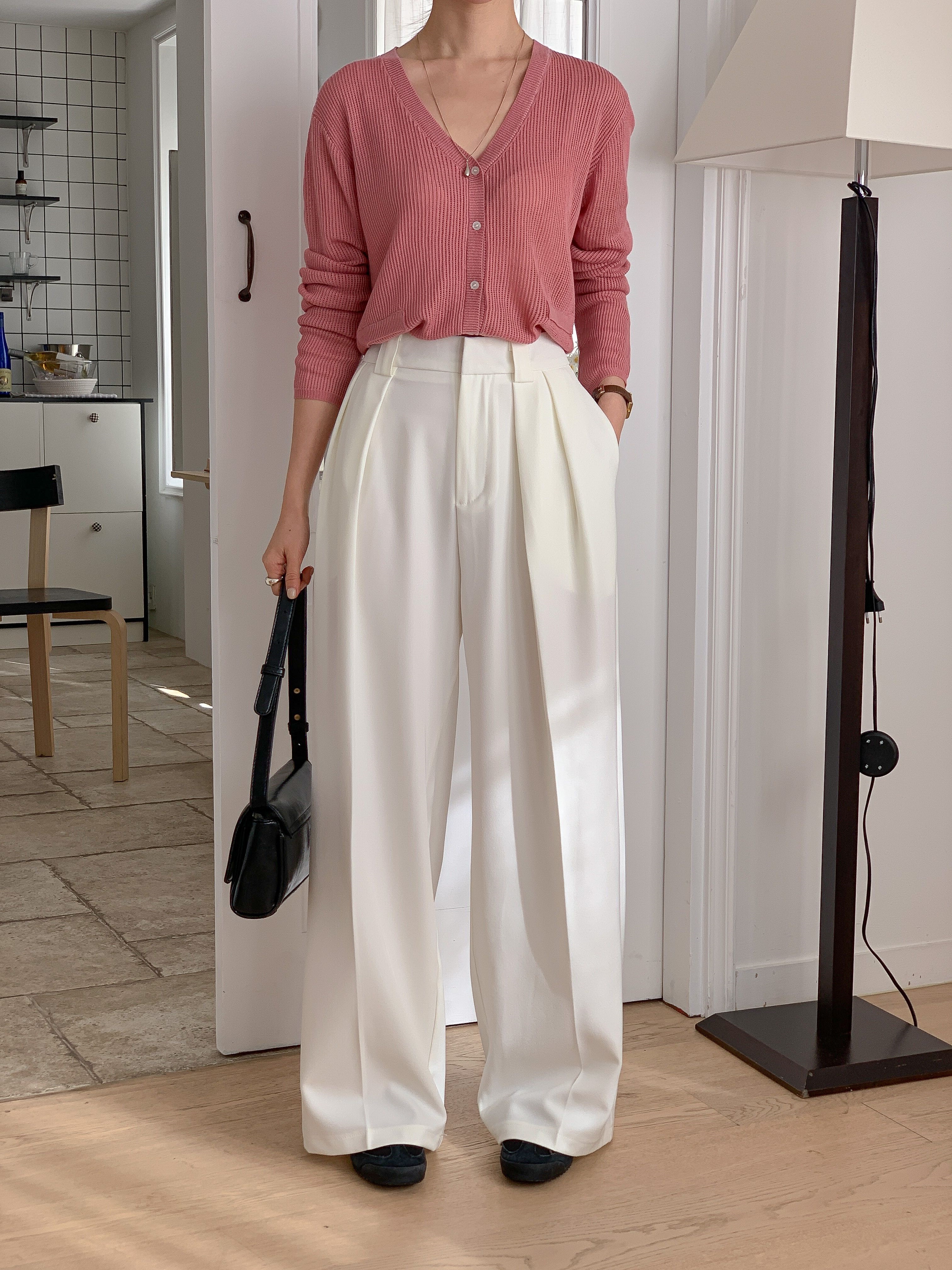 ピンタックポケットワイドホックループヒドゥンジッパー無地スラックス | 詳細画像12