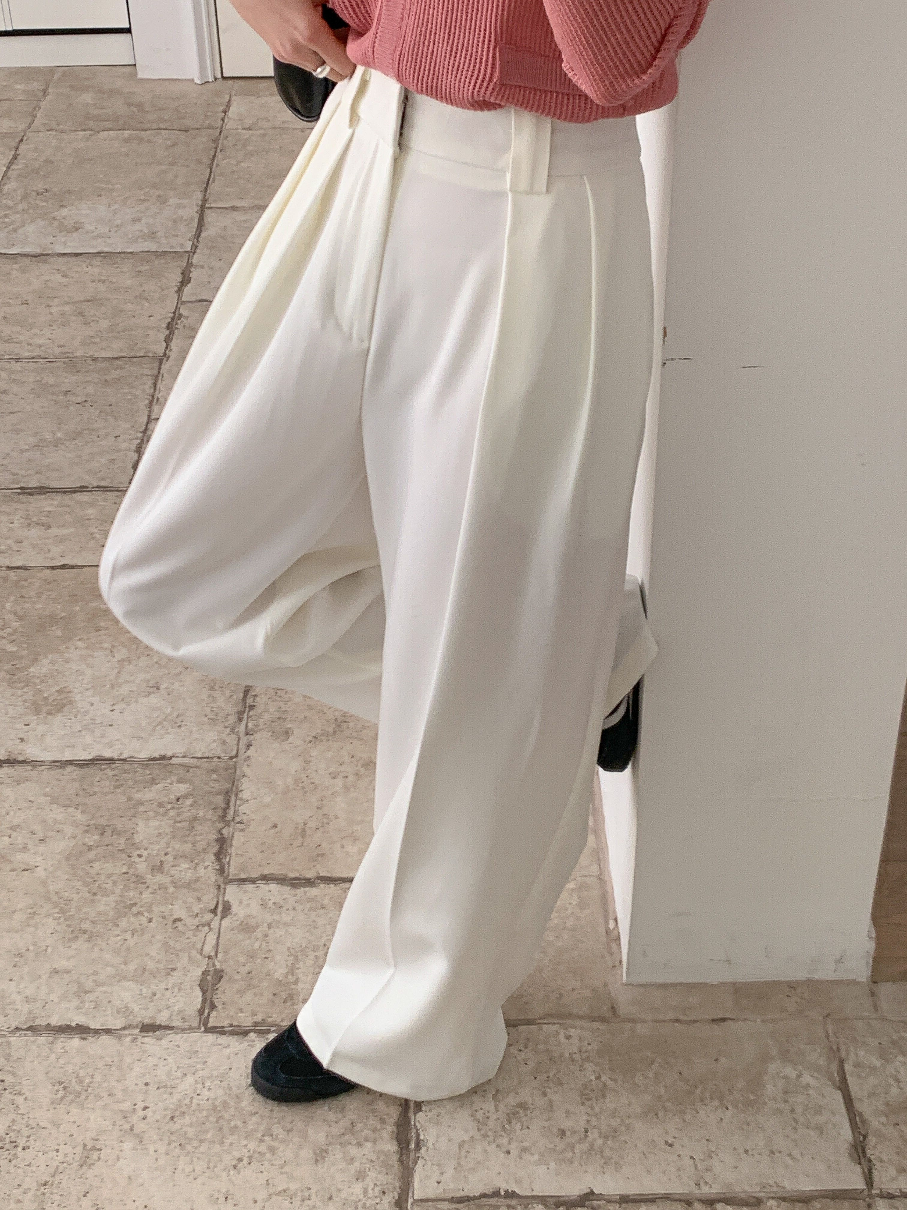 ピンタックポケットワイドホックループヒドゥンジッパー無地スラックス | 詳細画像14