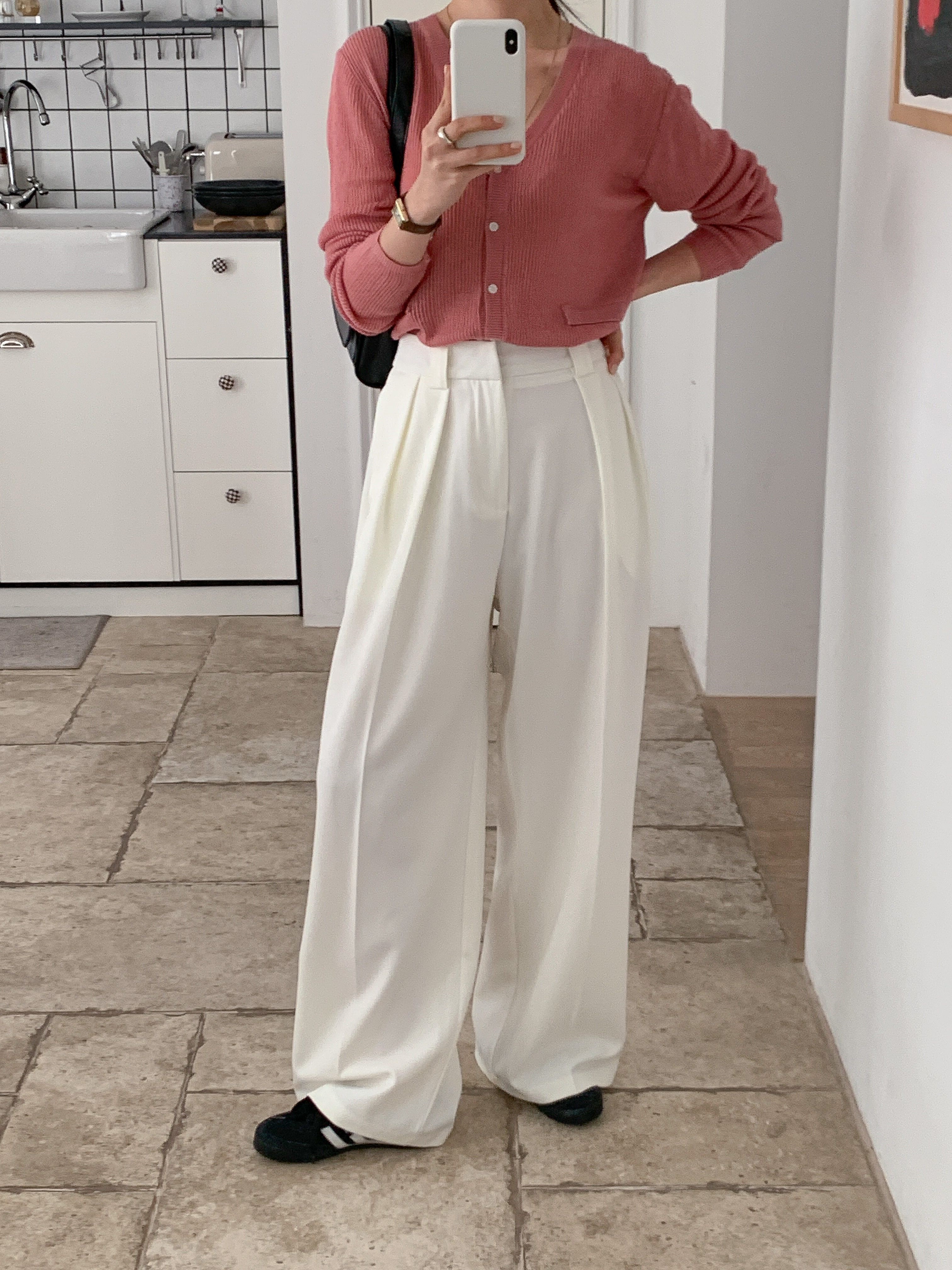 ピンタックポケットワイドホックループヒドゥンジッパー無地スラックス | 詳細画像18