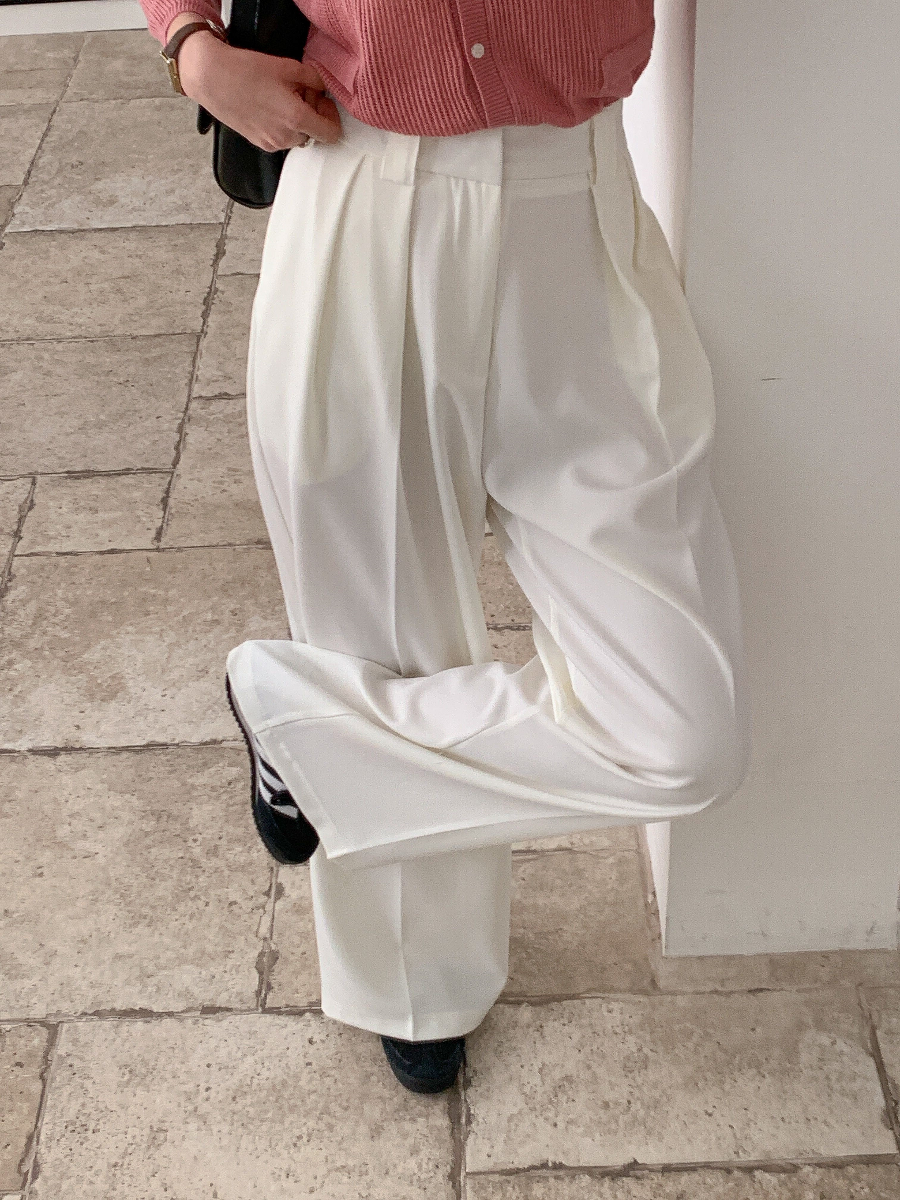 ピンタックポケットワイドホックループヒドゥンジッパー無地スラックス | 詳細画像19