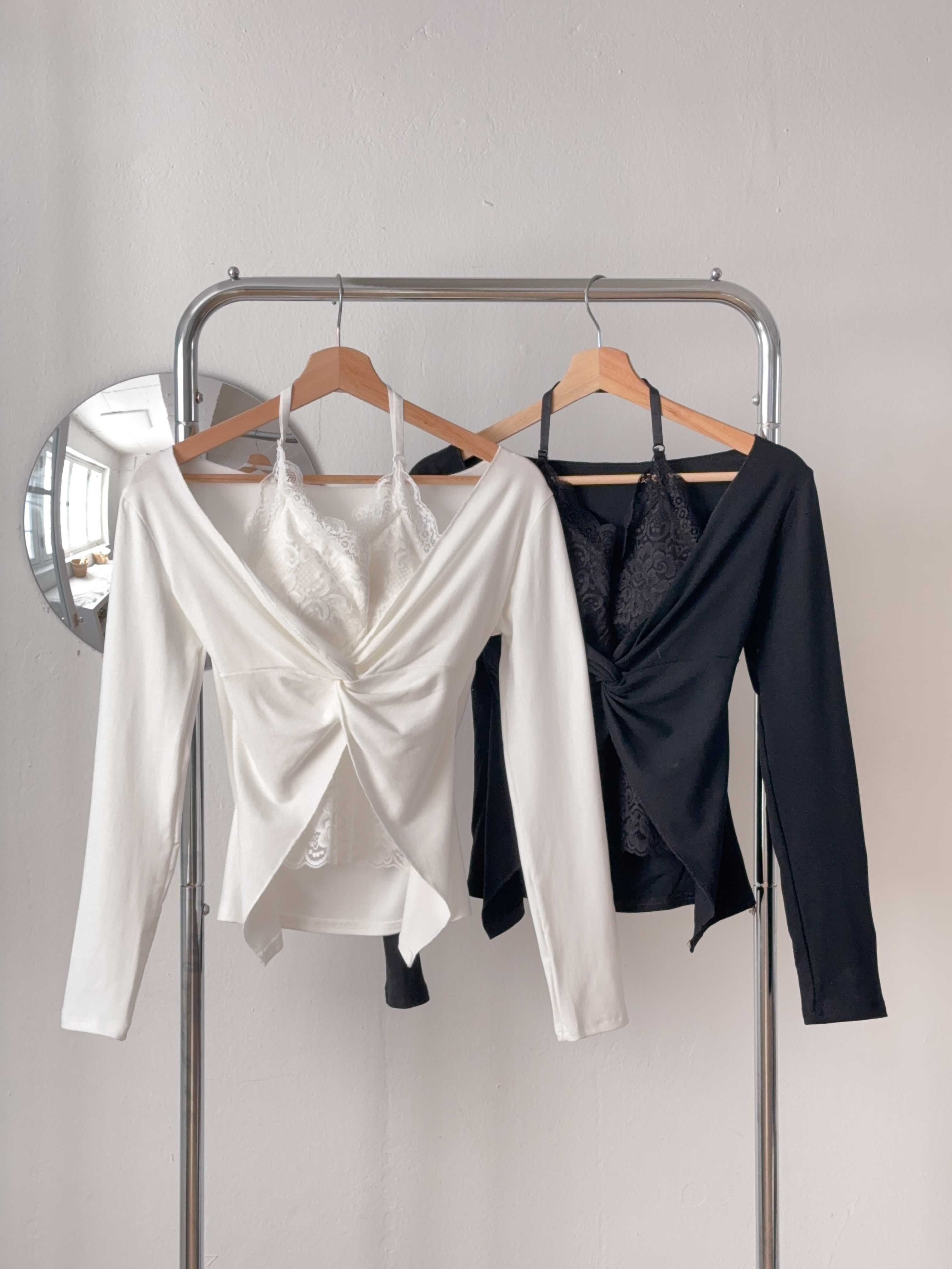 レースコンビVネックホルターネッククロップドスリムレイヤード風ツイスト長袖Tシャツカップ付 | 詳細画像22