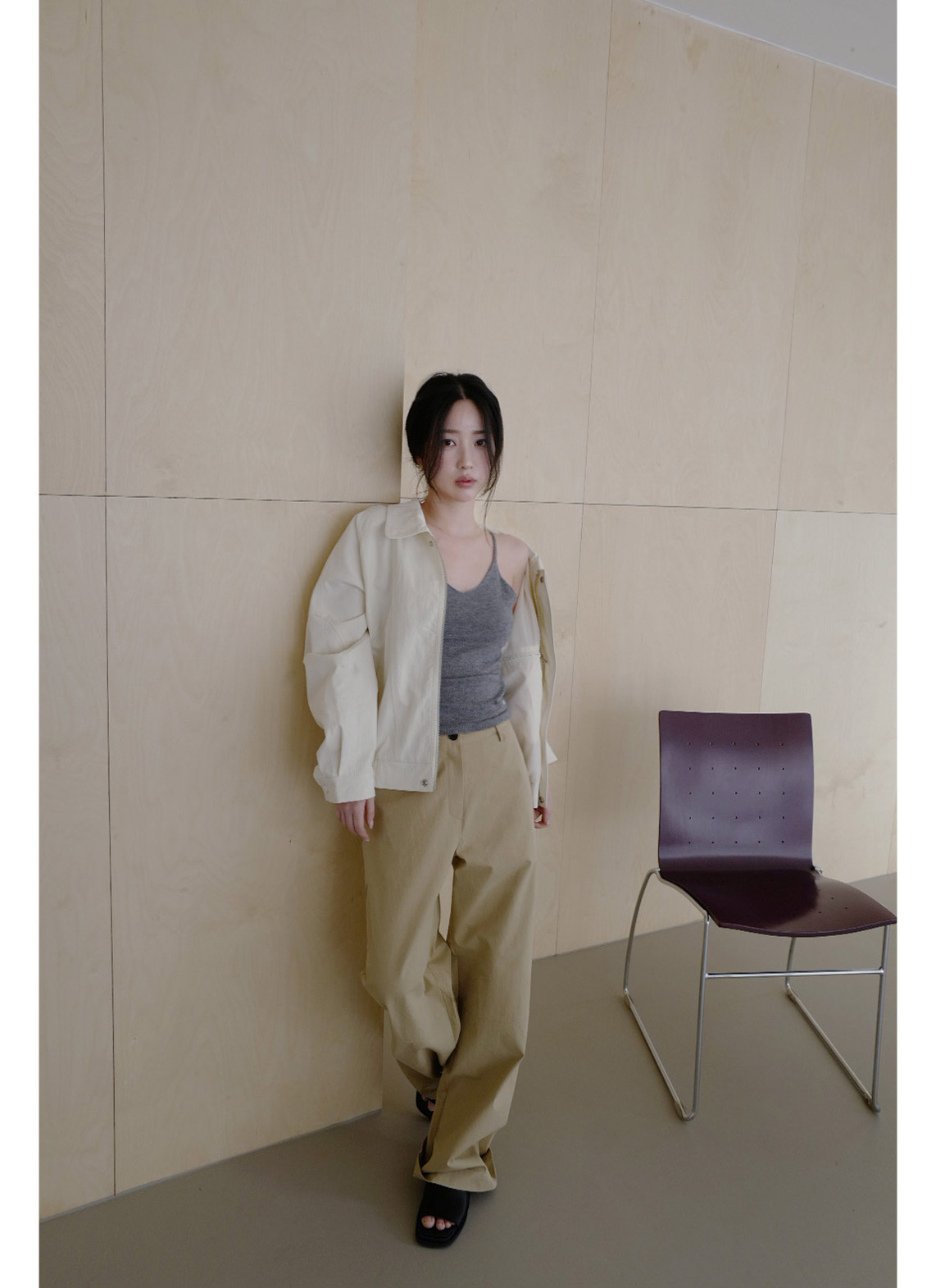 コットンナイロンジップアップカラーライン無地ジャンパーSS | 詳細画像6