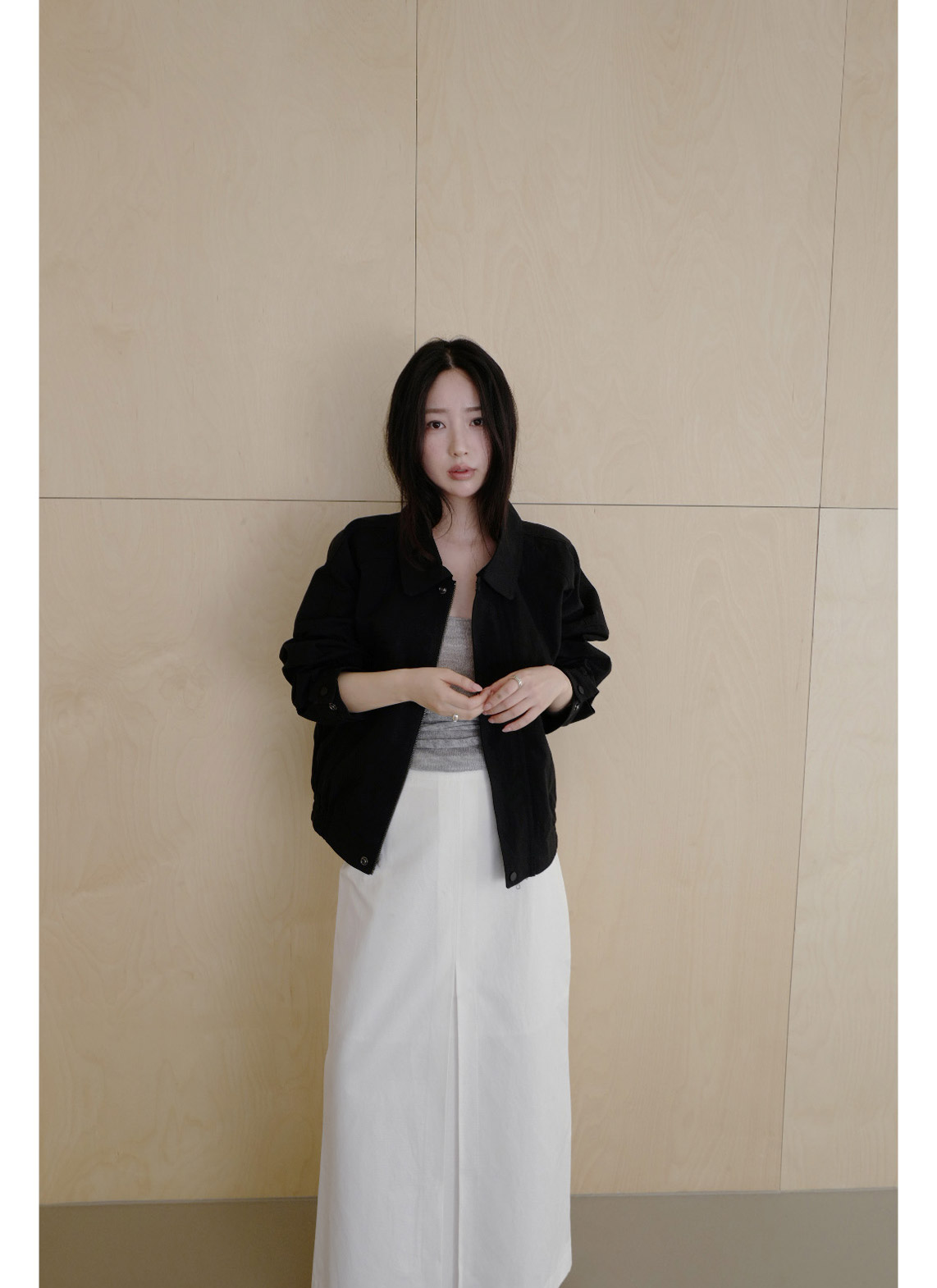 コットンナイロンジップアップカラーライン無地ジャンパーSS | 詳細画像13