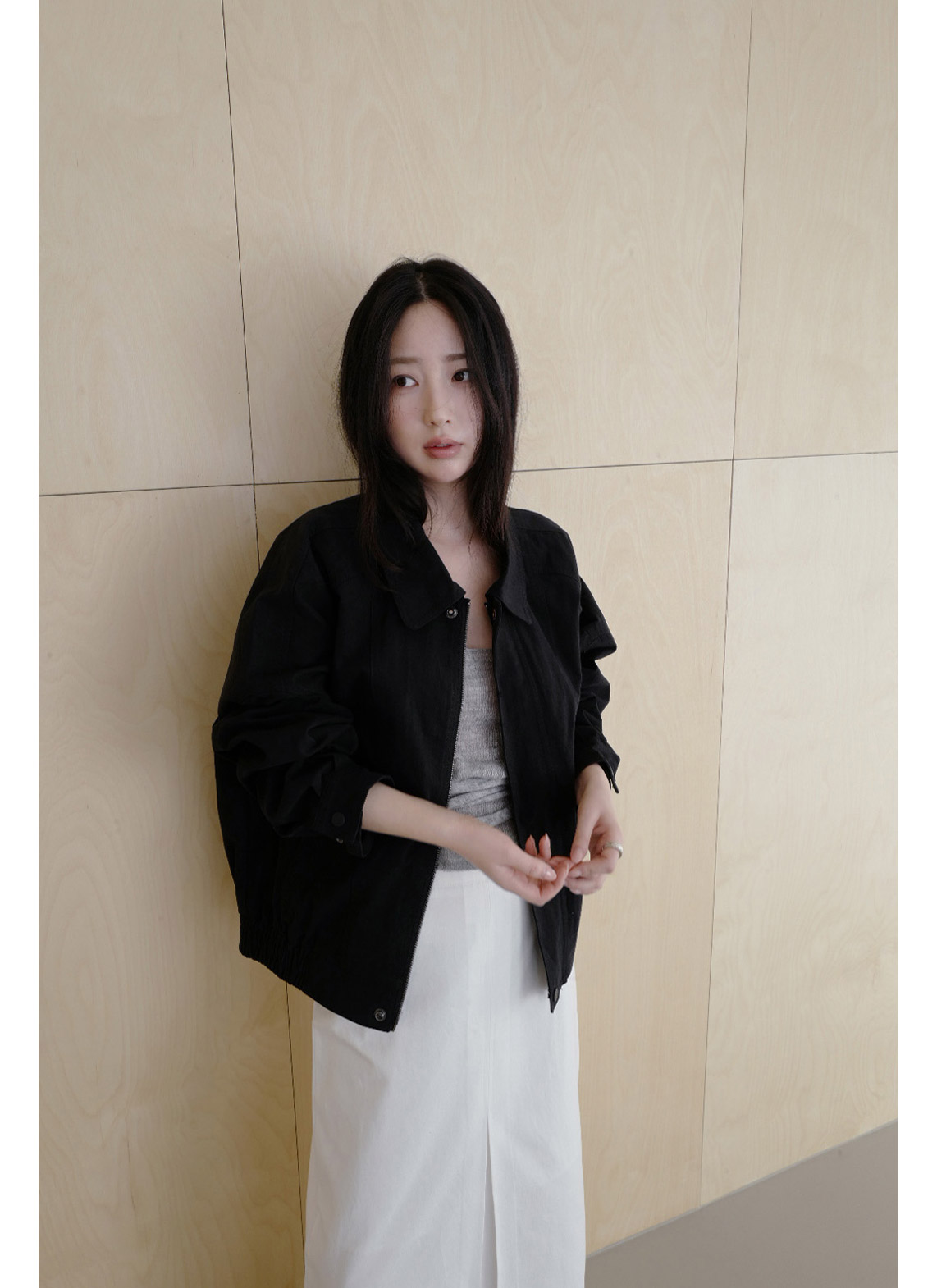 コットンナイロンジップアップカラーライン無地ジャンパーSS | 詳細画像16