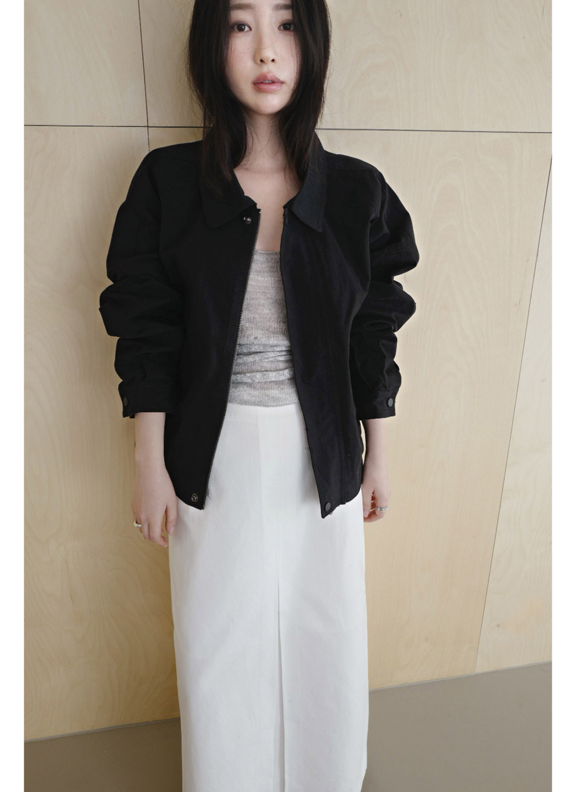 コットンナイロンジップアップカラーライン無地ジャンパーSS | 詳細画像17