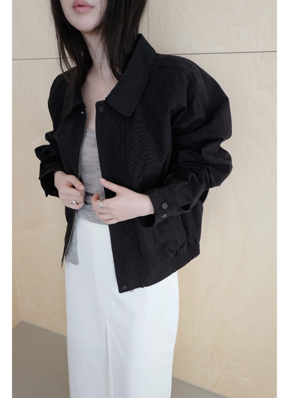 コットンナイロンジップアップカラーライン無地ジャンパーSS | 詳細画像19