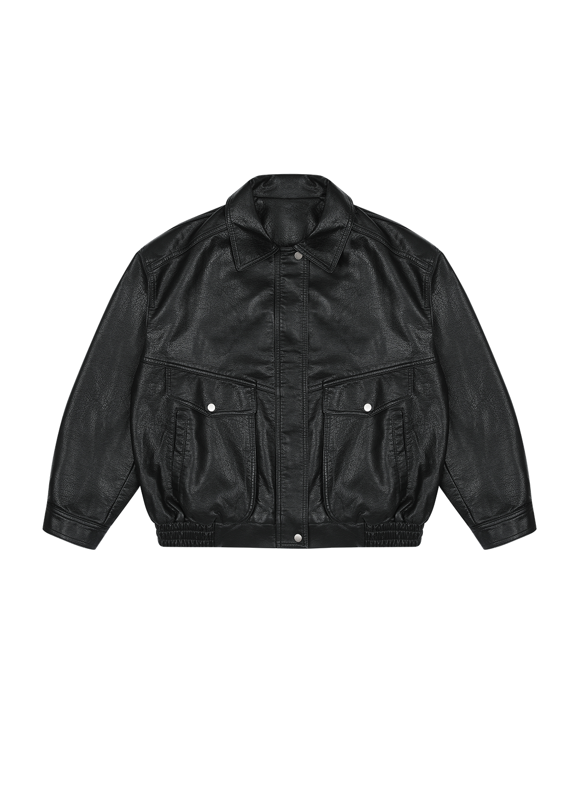 レザー調ボタンフラップポケット無地ジャンパー春秋 | 詳細画像14