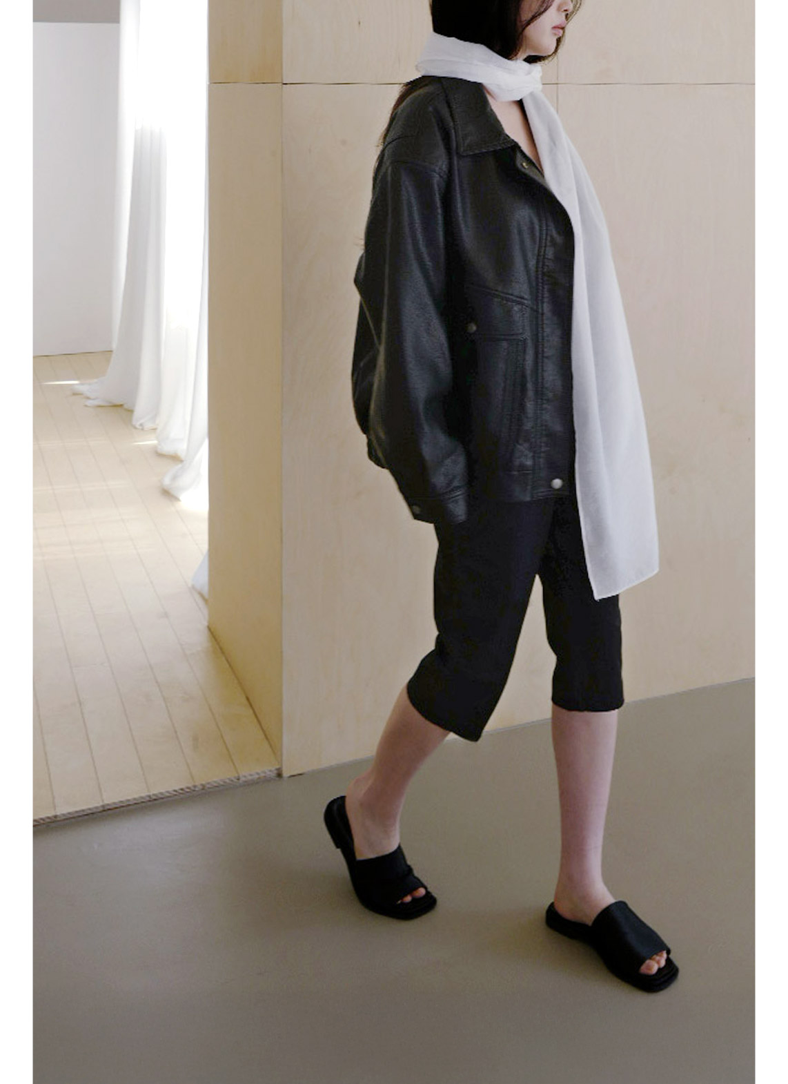 レザー調ボタンフラップポケット無地ジャンパー春秋 | 詳細画像7