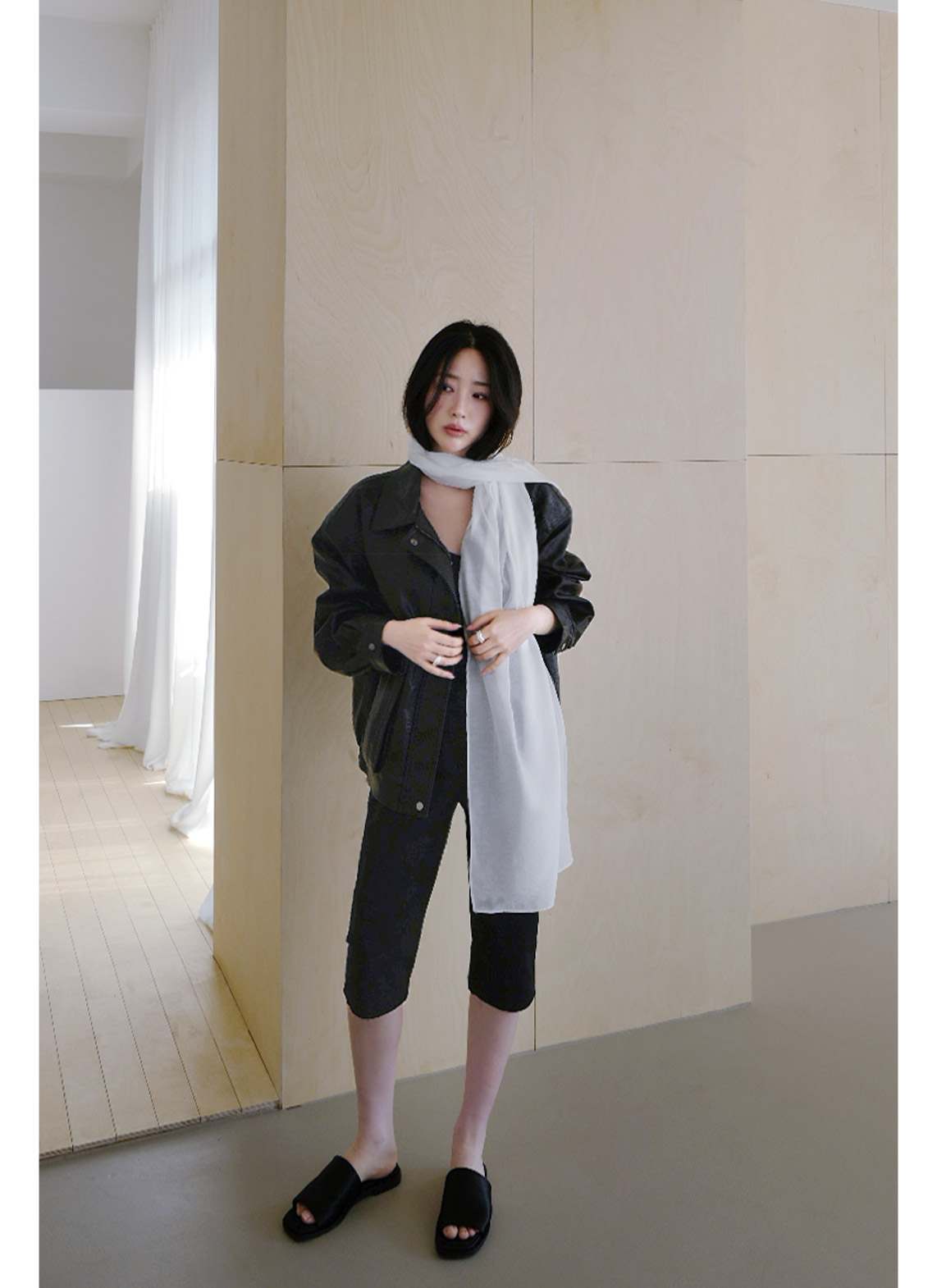 レザー調ボタンフラップポケット無地ジャンパー春秋 | 詳細画像8