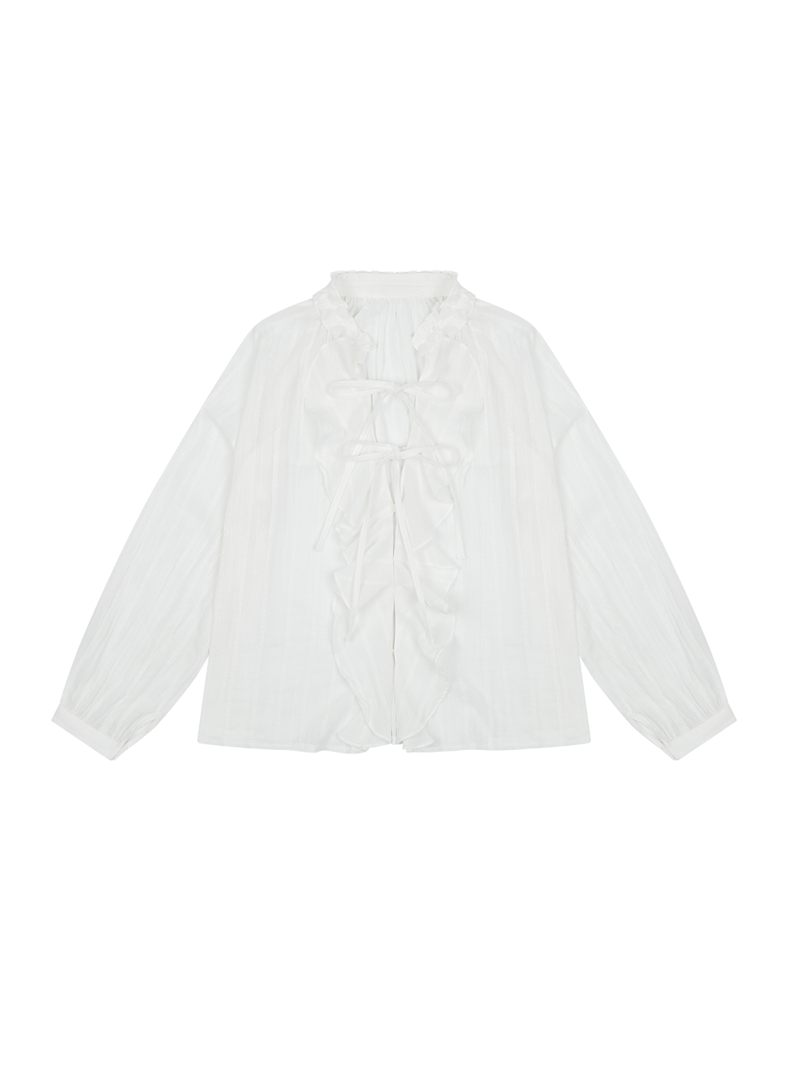 コットンリボン(固定)Vネックラッフルレースブラウス春夏秋 | 詳細画像14