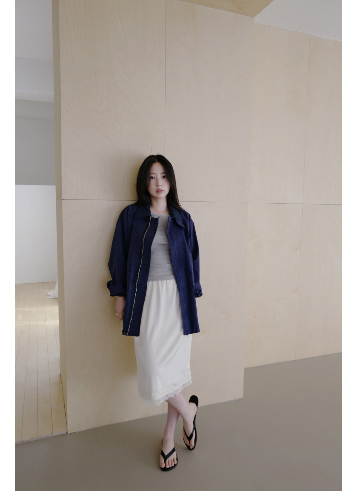 ストレッチコットンボートネックスリム7分袖無地Tシャツオールシーズン | 詳細画像3