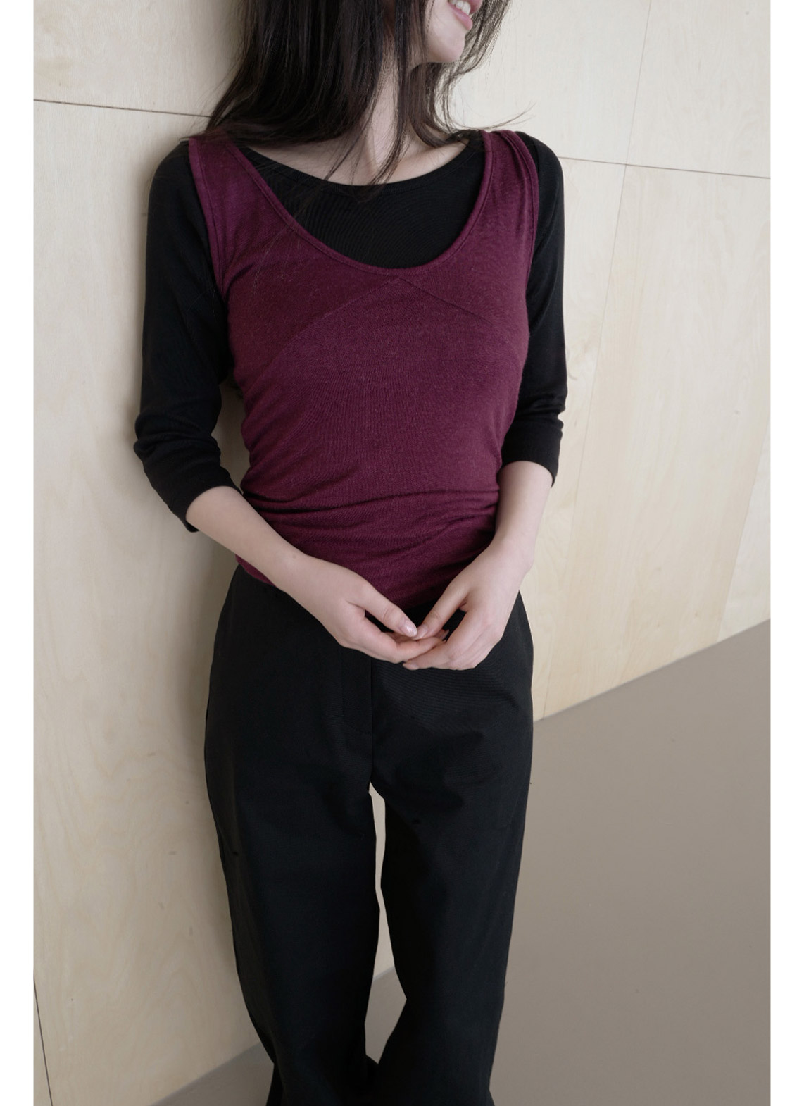 ストレッチコットンボートネックスリム7分袖無地Tシャツオールシーズン | 詳細画像20