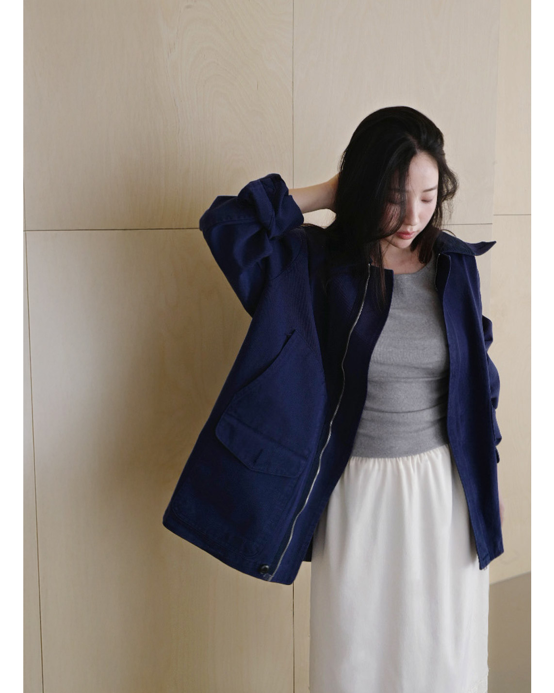 ストレッチコットンボートネックスリム7分袖無地Tシャツオールシーズン | 詳細画像3