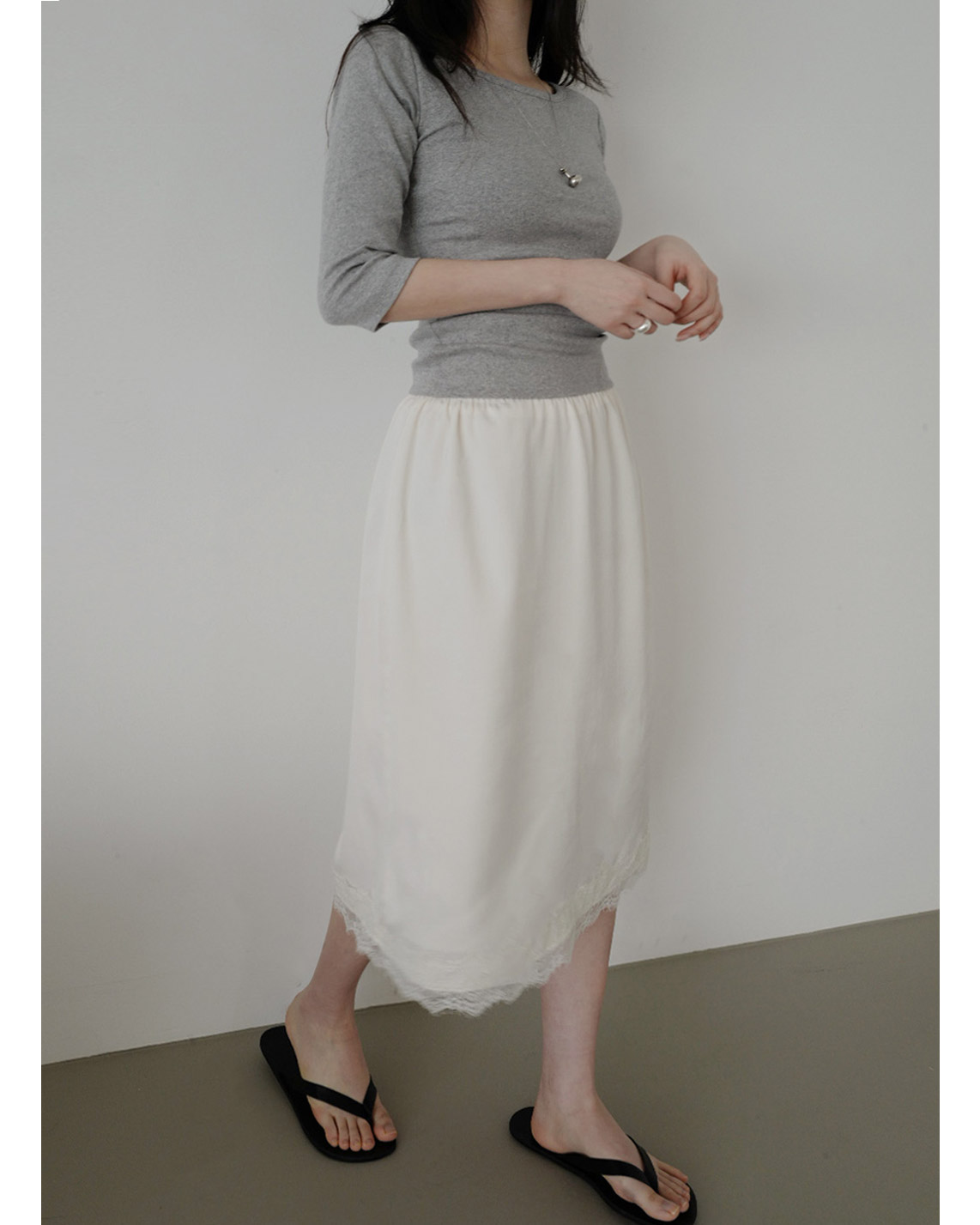 ストレッチコットンボートネックスリム7分袖無地Tシャツオールシーズン | 詳細画像12