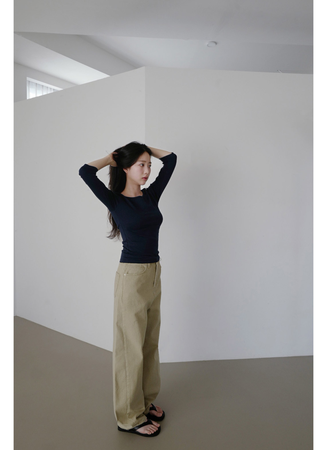 ストレッチコットンボートネックスリム7分袖無地Tシャツオールシーズン | 詳細画像20