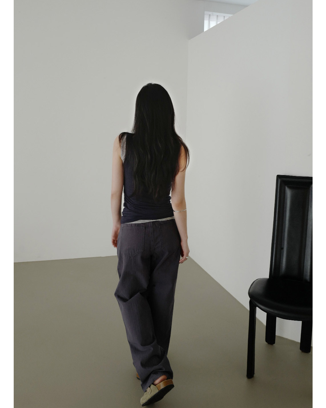 ベルベットストレッチウール混アクリルVネック無地Tシャツ春夏秋 | 詳細画像4