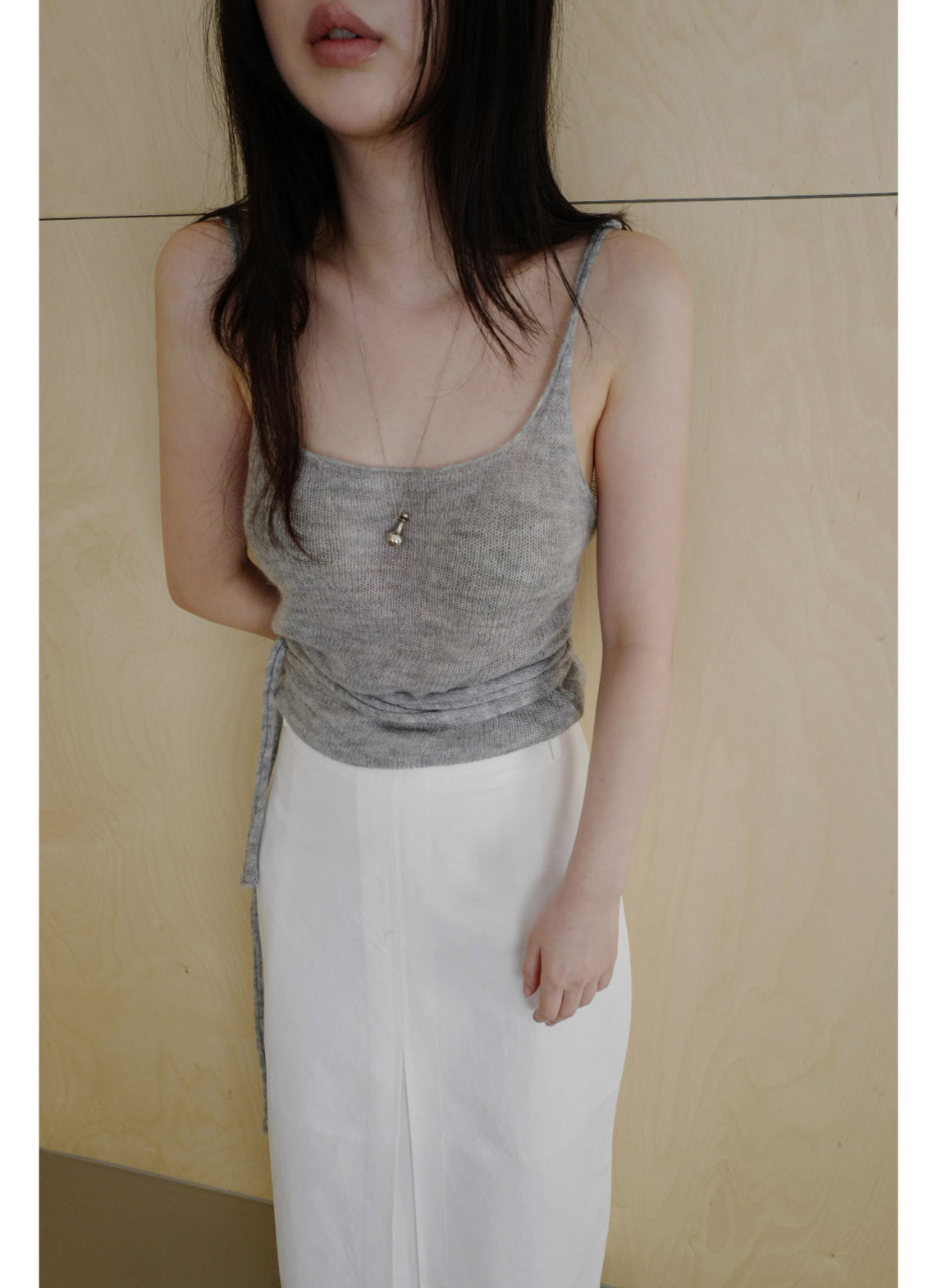 ウール混ナイロンアクリルリボンラップ無地ビスチェ春秋冬 | 詳細画像10