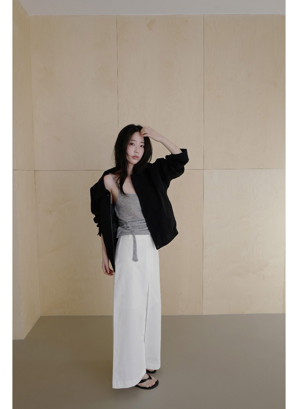 ウール混ナイロンアクリルリボンラップ無地ビスチェ春秋冬 | 詳細画像12