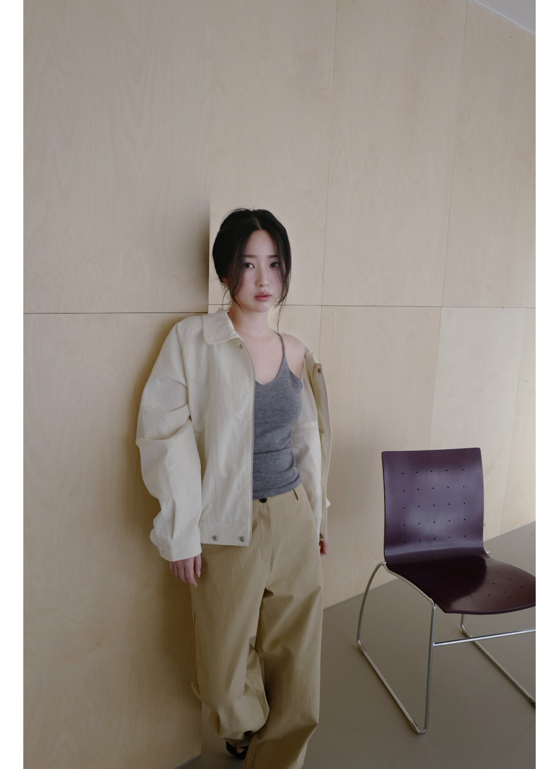 アクリルVネックスリム無地ビスチェオールシーズン | 詳細画像7