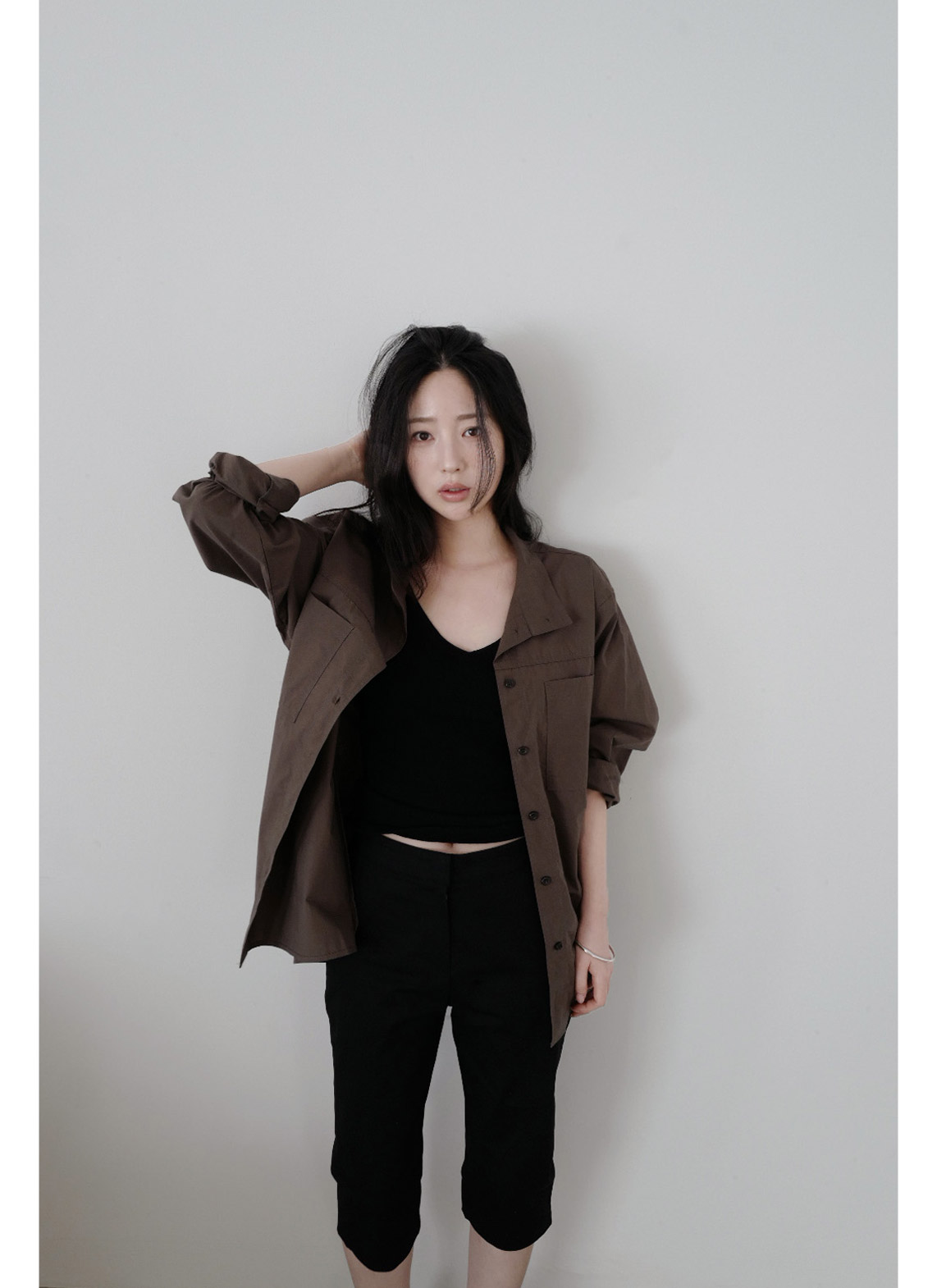 アクリルVネックスリム無地ビスチェオールシーズン | 詳細画像11