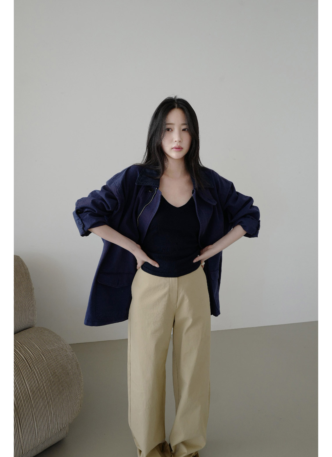 アクリルVネックスリム無地ビスチェオールシーズン | 詳細画像14