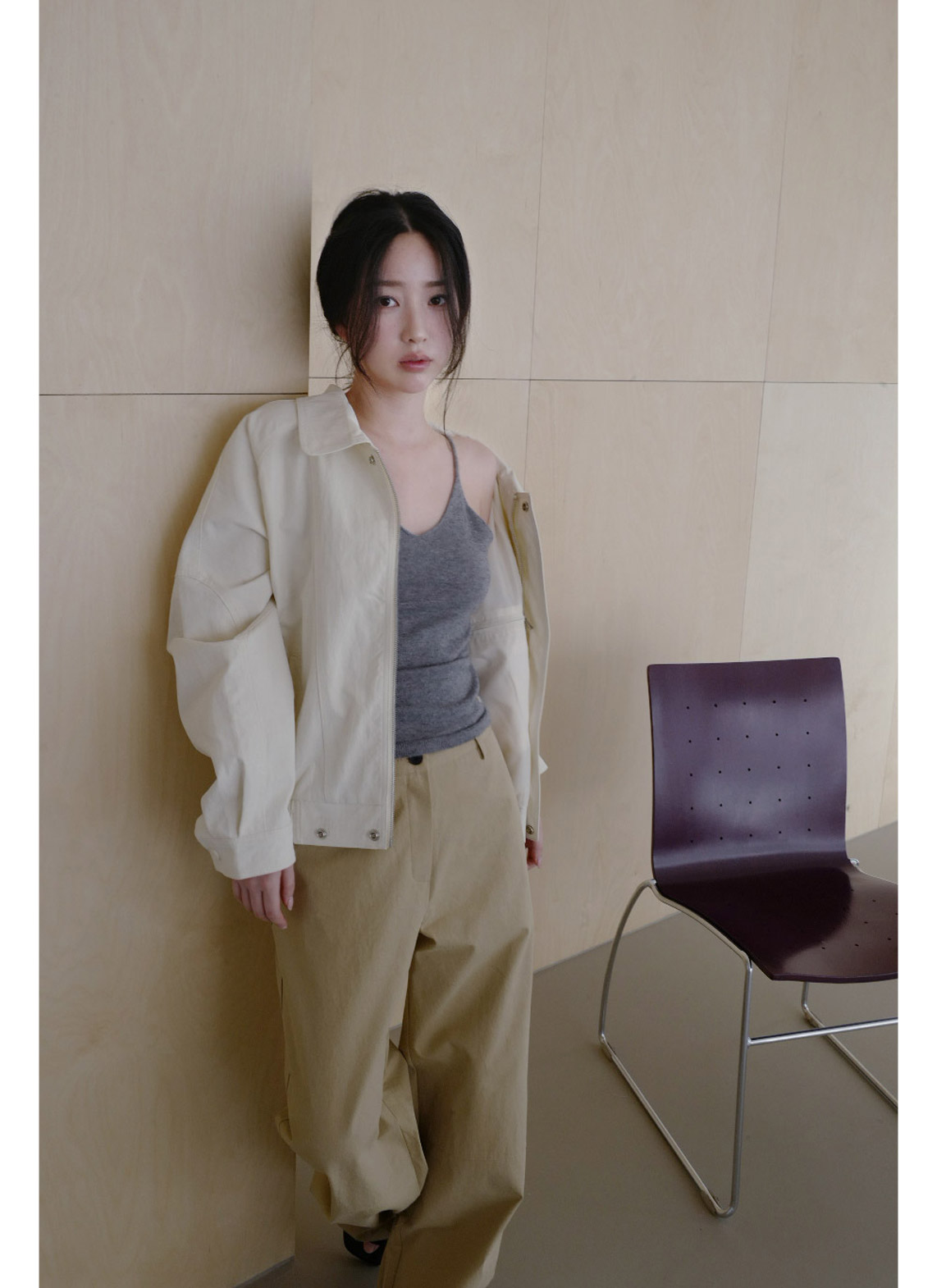 アクリルVネックスリム無地ビスチェオールシーズン | 詳細画像12