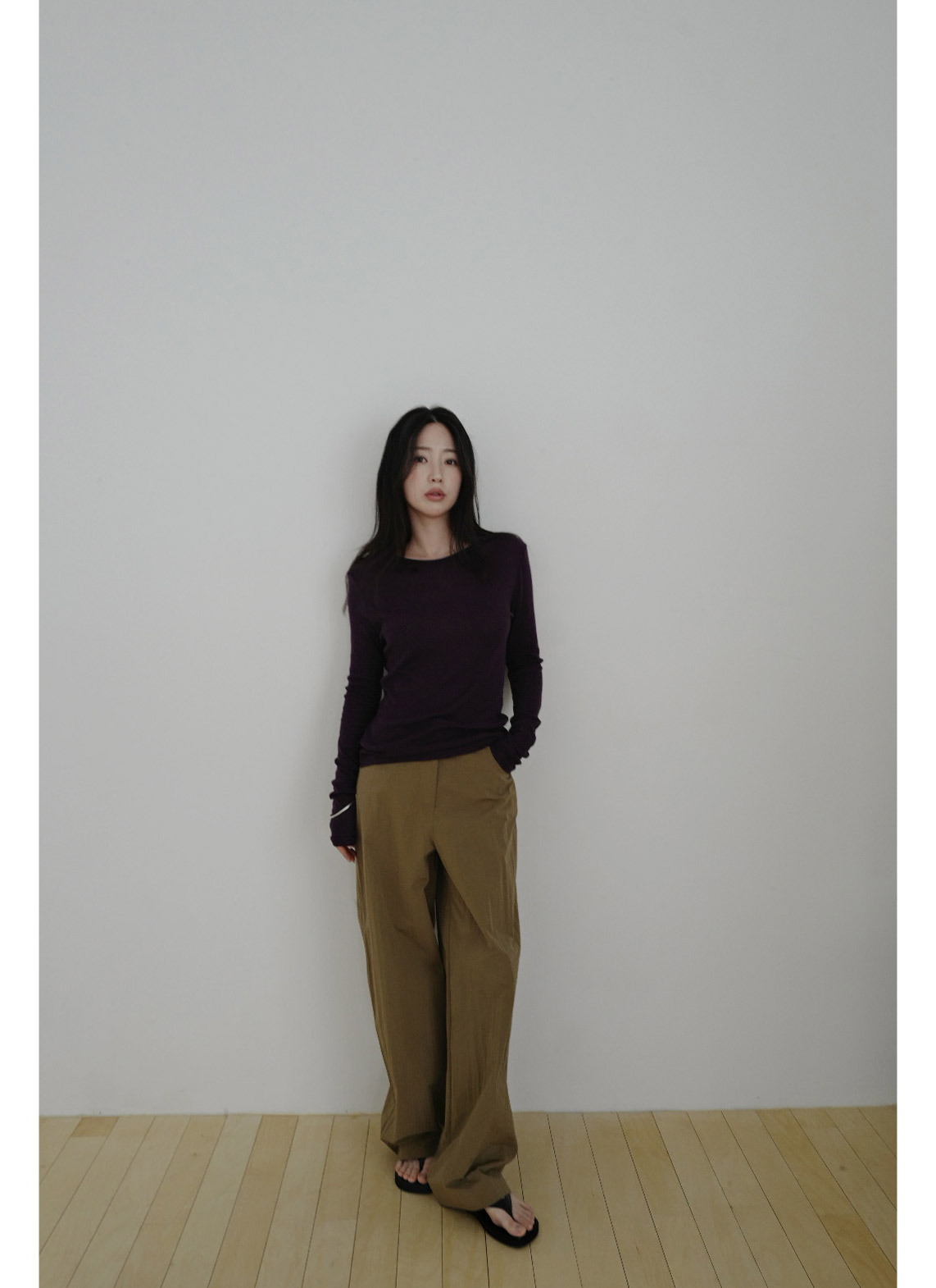 コットンベーシック長袖レイヤード無地Tシャツオールシーズン | 詳細画像2