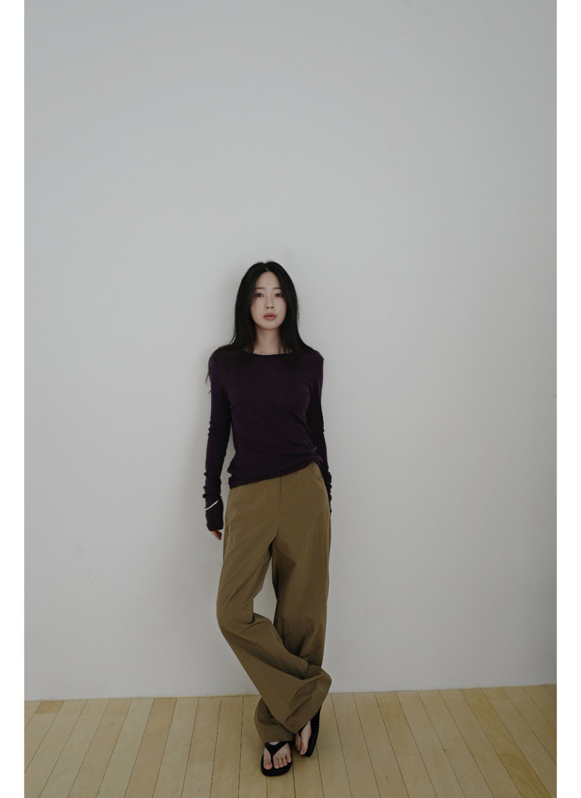 コットンベーシック長袖レイヤード無地Tシャツオールシーズン | 詳細画像3