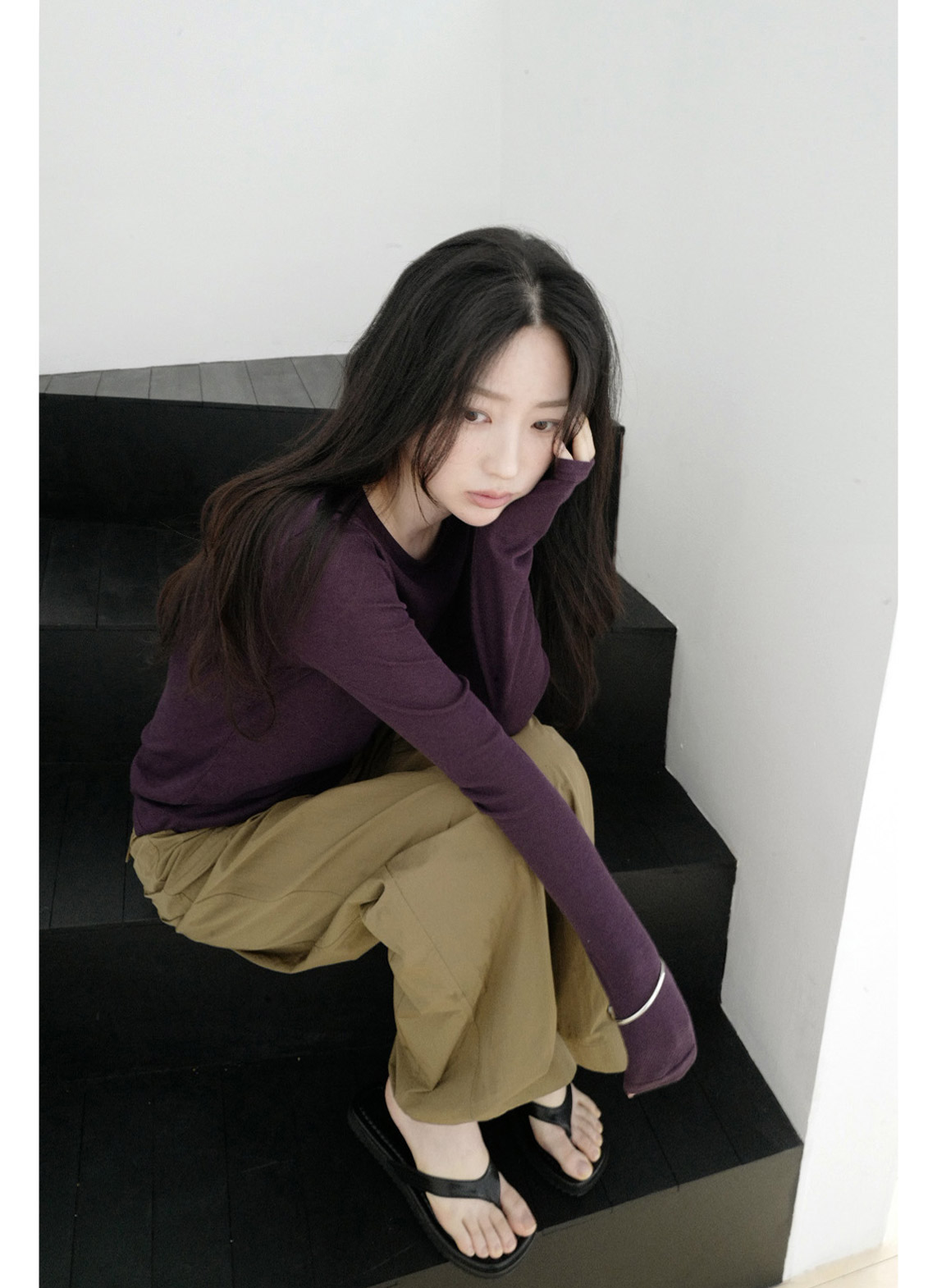 コットンベーシック長袖レイヤード無地Tシャツオールシーズン | 詳細画像6