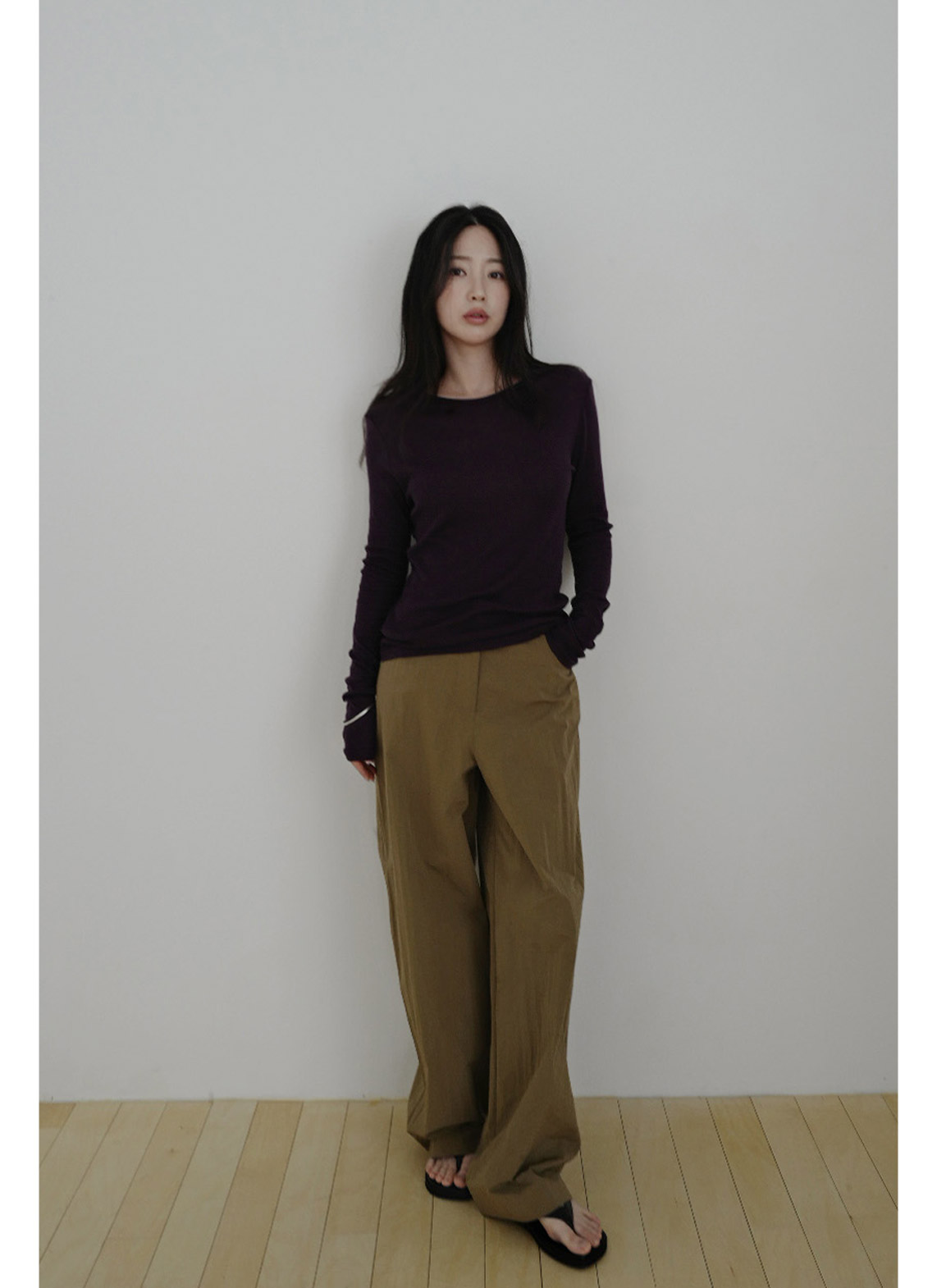 コットンベーシック長袖レイヤード無地Tシャツオールシーズン | 詳細画像2