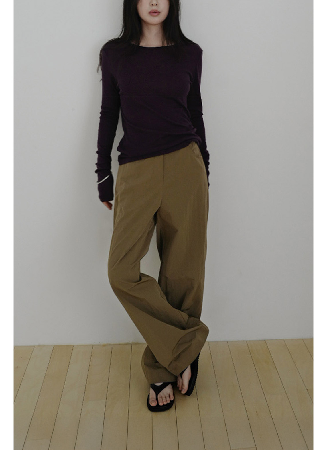 コットンベーシック長袖レイヤード無地Tシャツオールシーズン | 詳細画像5