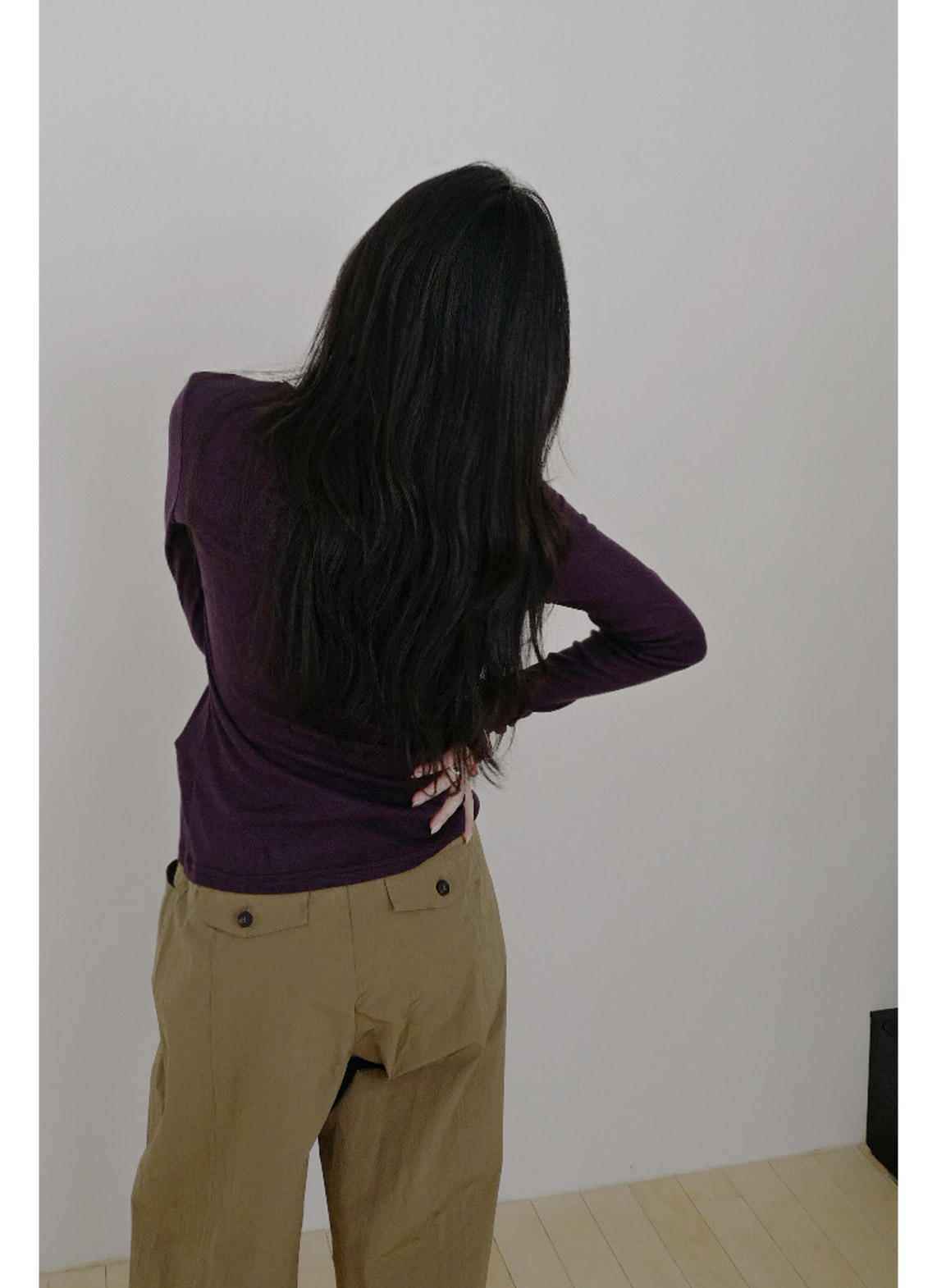 コットンベーシック長袖レイヤード無地Tシャツオールシーズン | 詳細画像10