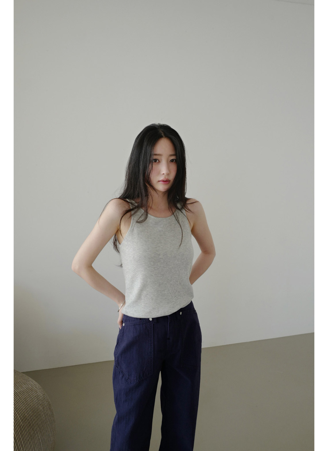 ウール混アクリルラウンドネックスリム無地ニットオールシーズン | 詳細画像14