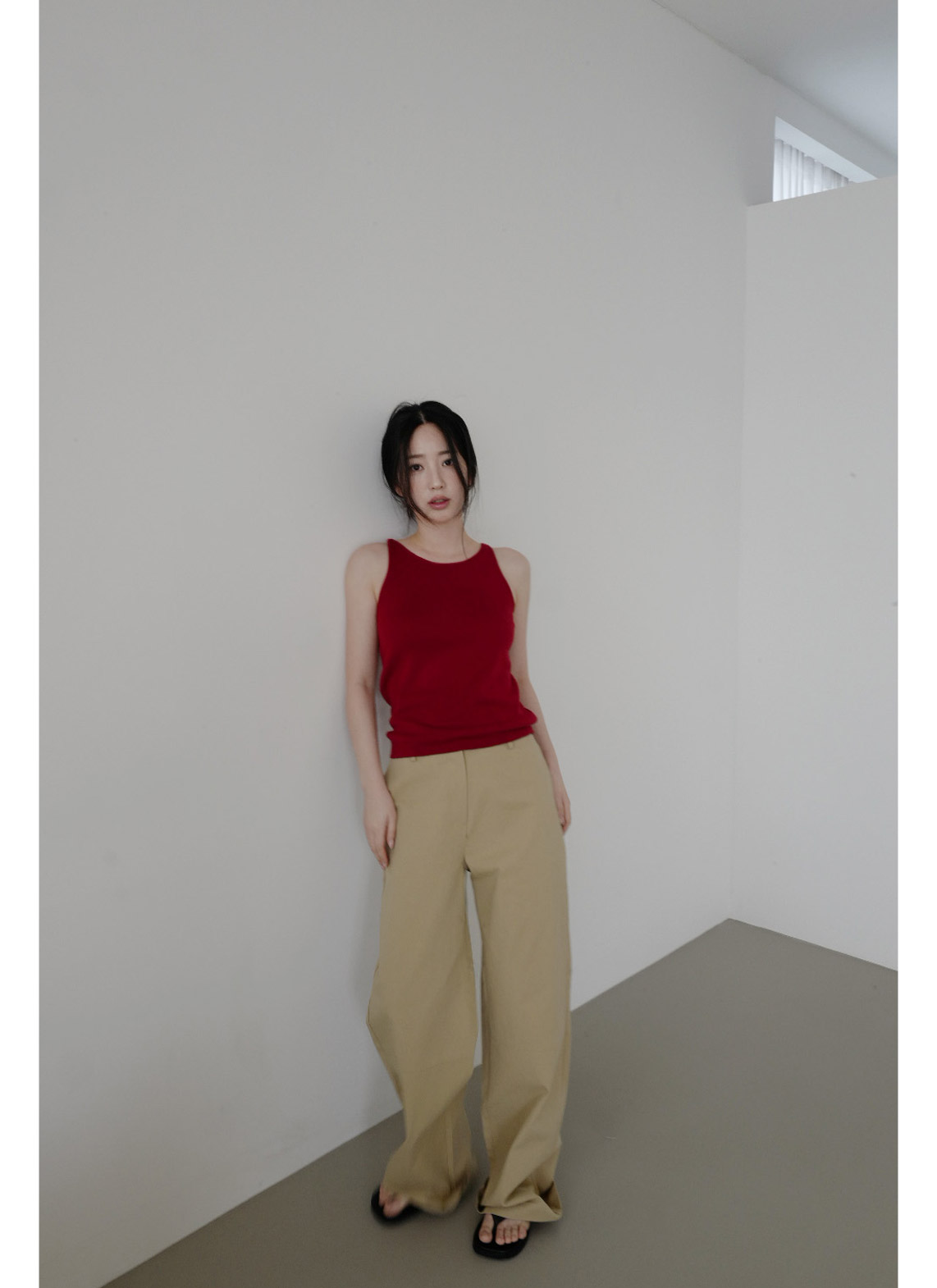 コットンボタンラインワイド無地パンツオールシーズン | 詳細画像2