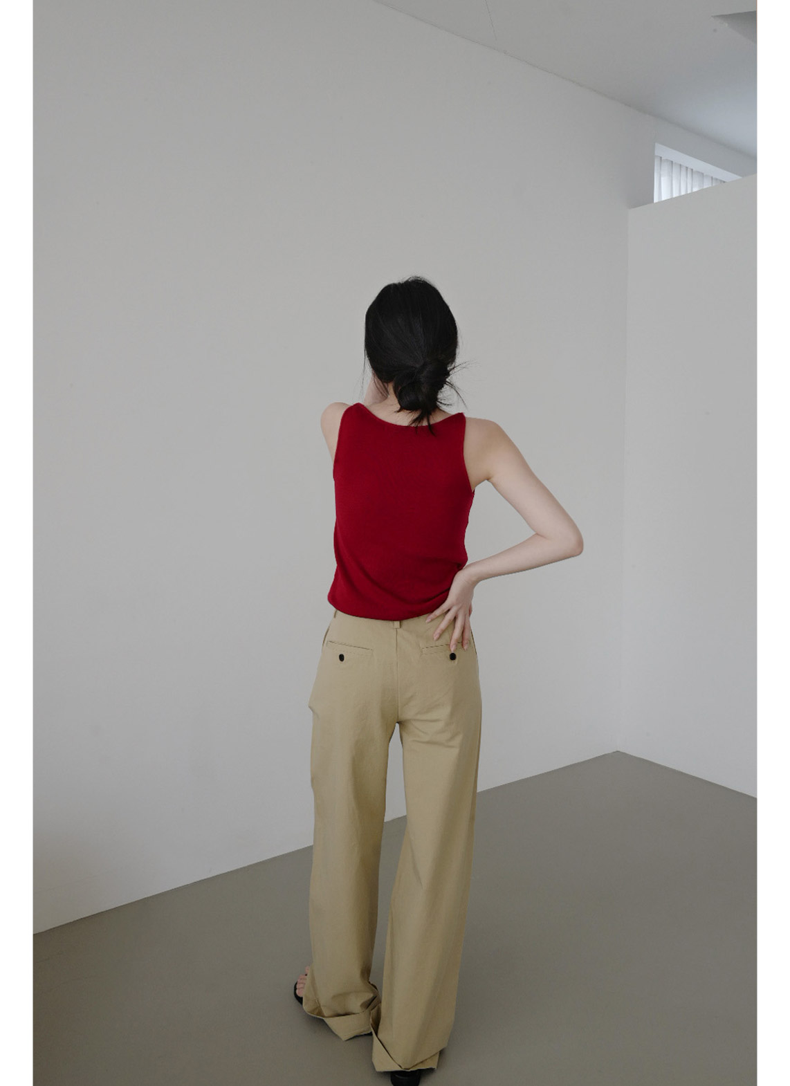 コットンボタンラインワイド無地パンツオールシーズン | 詳細画像4