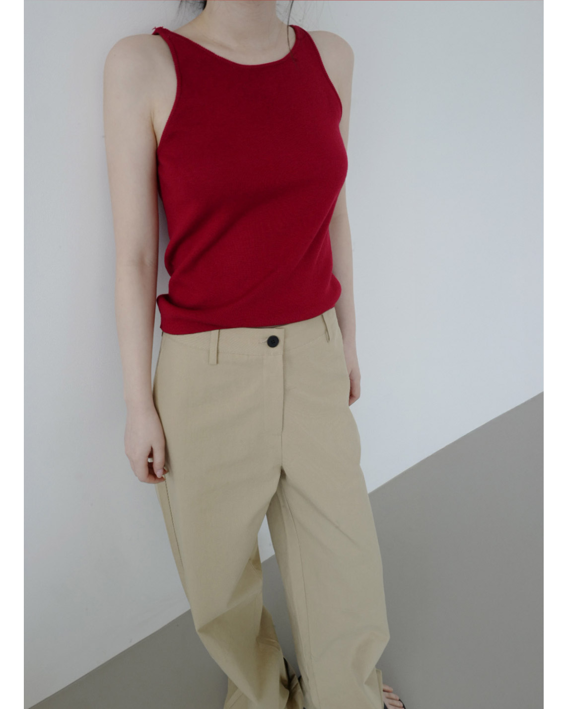 コットンボタンラインワイド無地パンツオールシーズン | 詳細画像5