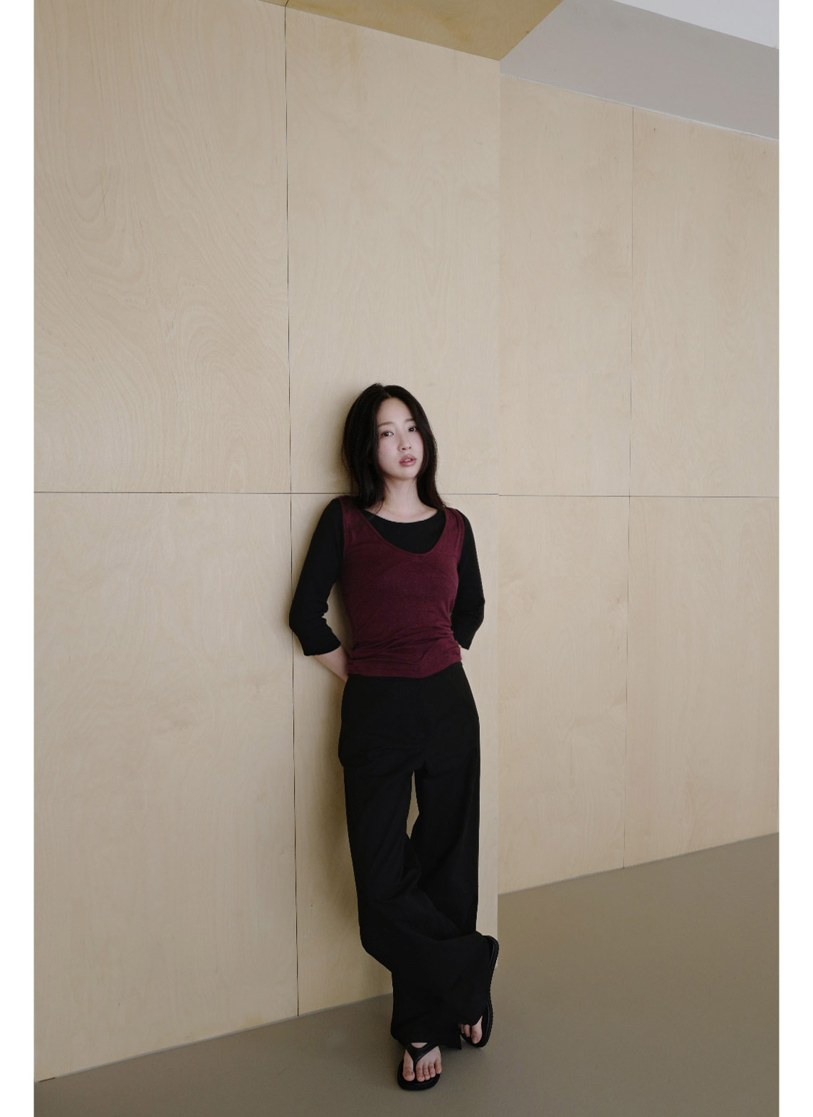 コットンボタンラインワイド無地パンツオールシーズン | 詳細画像16