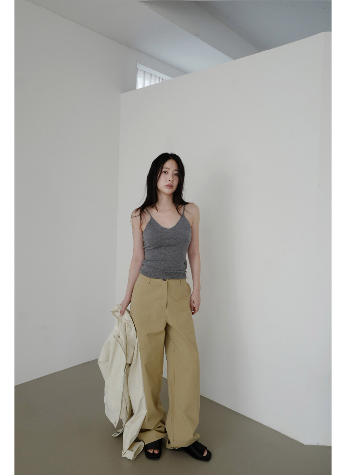 コットンボタンラインワイド無地パンツオールシーズン | 詳細画像8