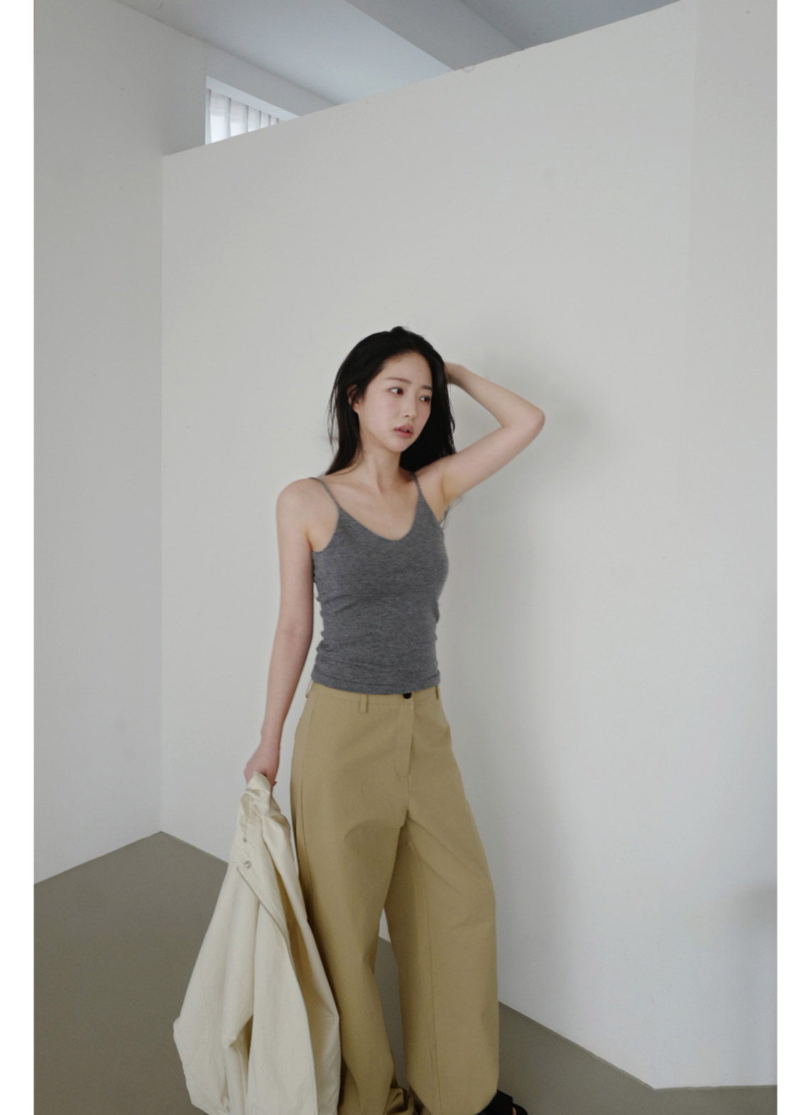 コットンボタンラインワイド無地パンツオールシーズン | 詳細画像10